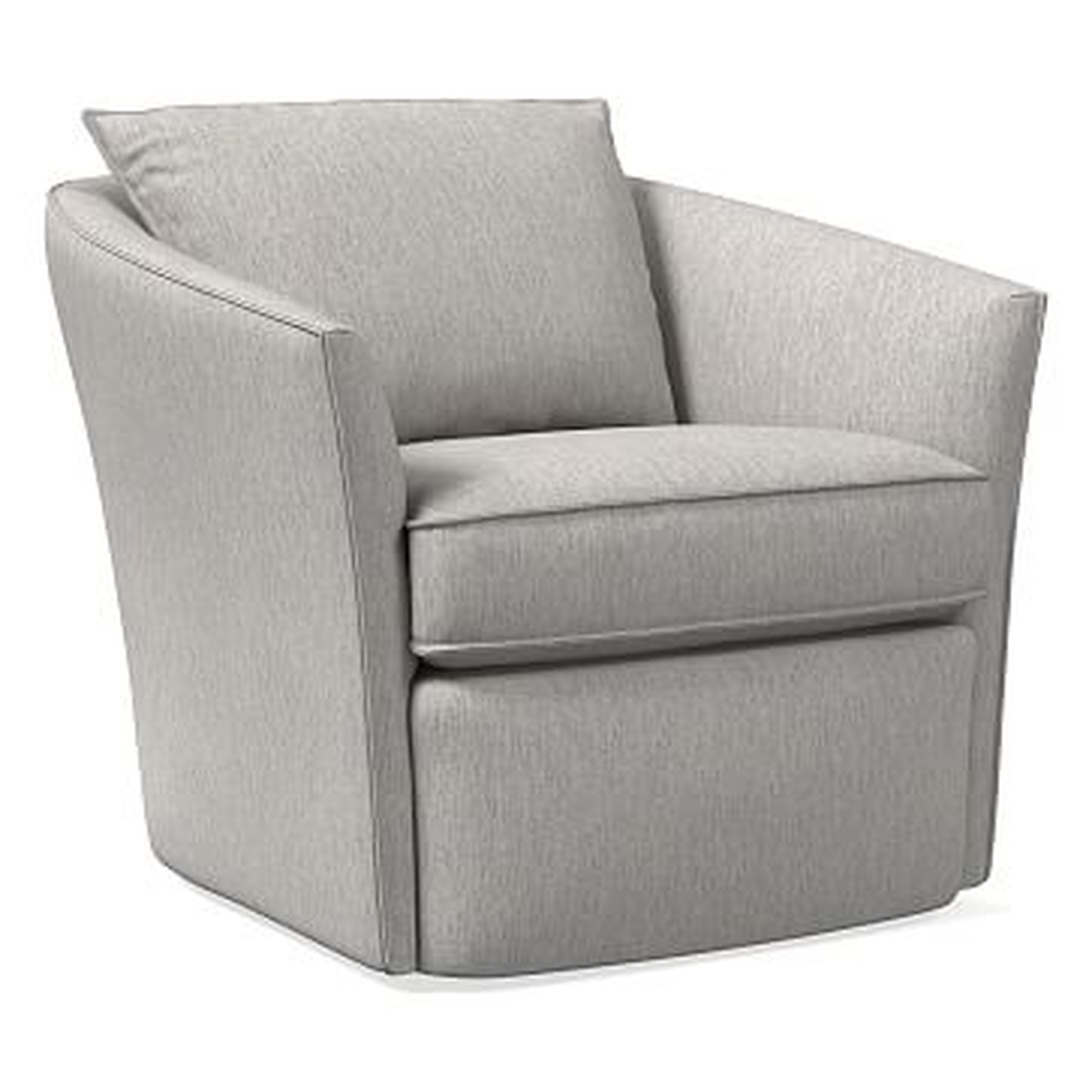 Duffield Swivel Chair, Performance Coastal Linen, Platinum - West Elm