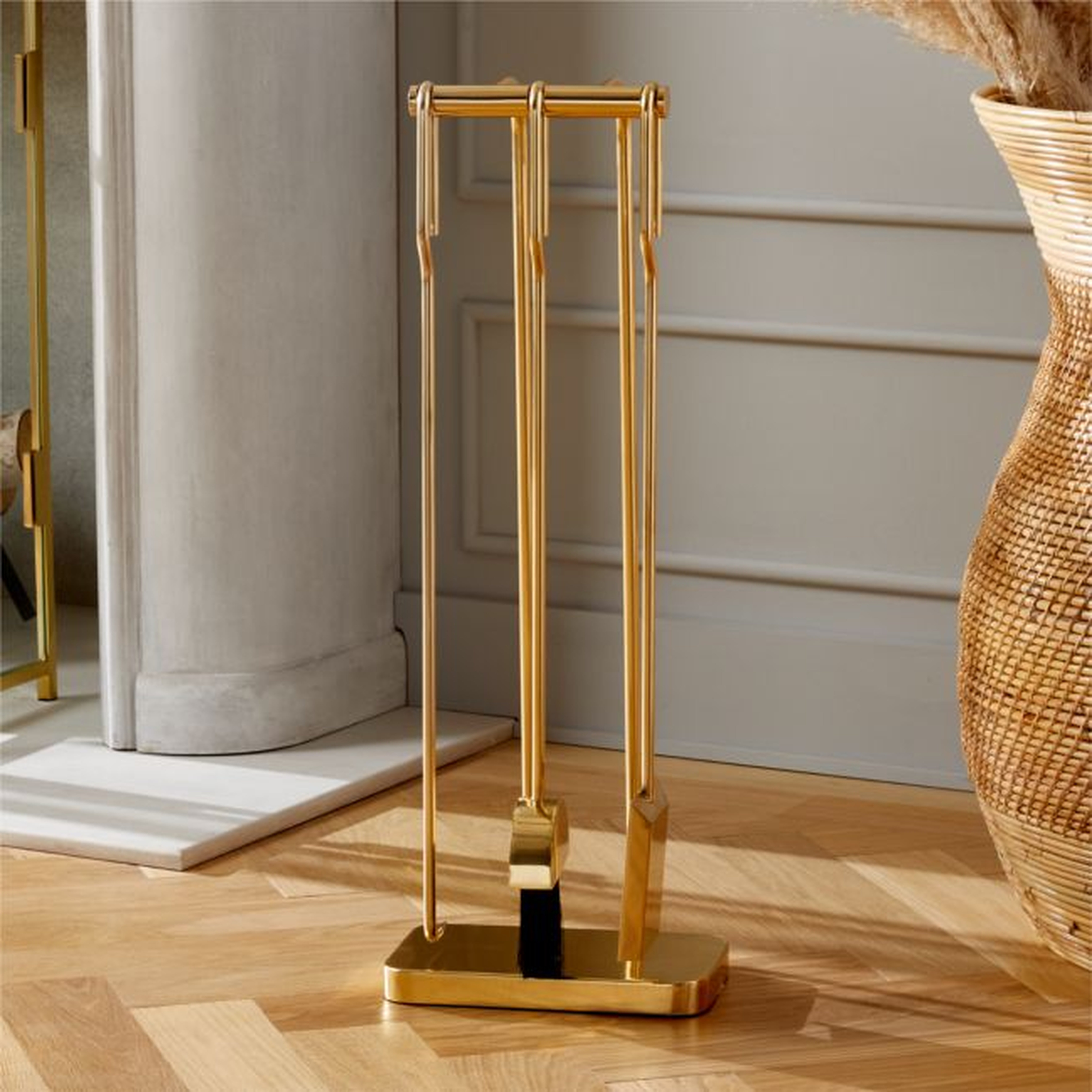 3-Piece Amos Brass Fireplace Tools - CB2