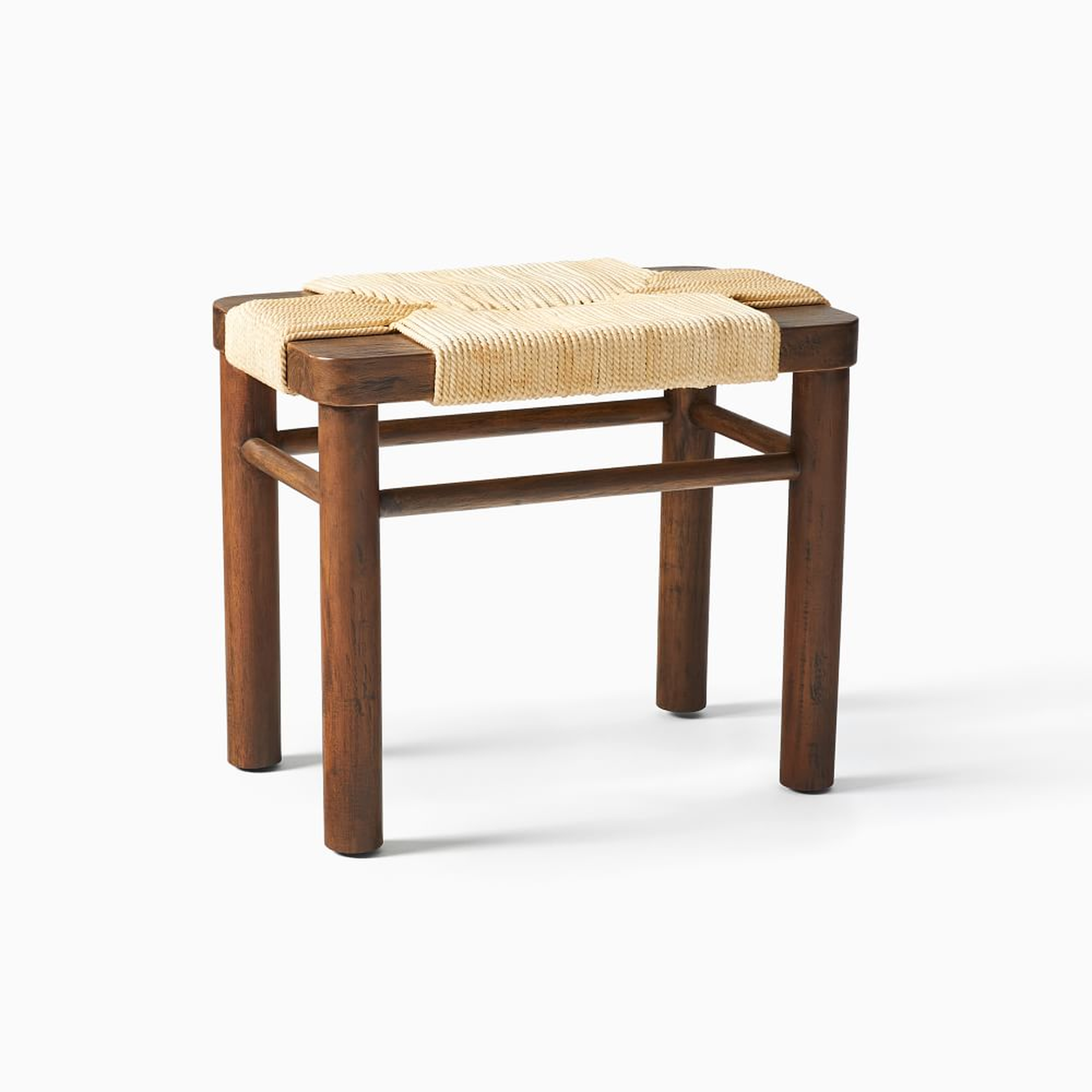 Mahogany Woven Rope Stool, Vintage Cotton - West Elm