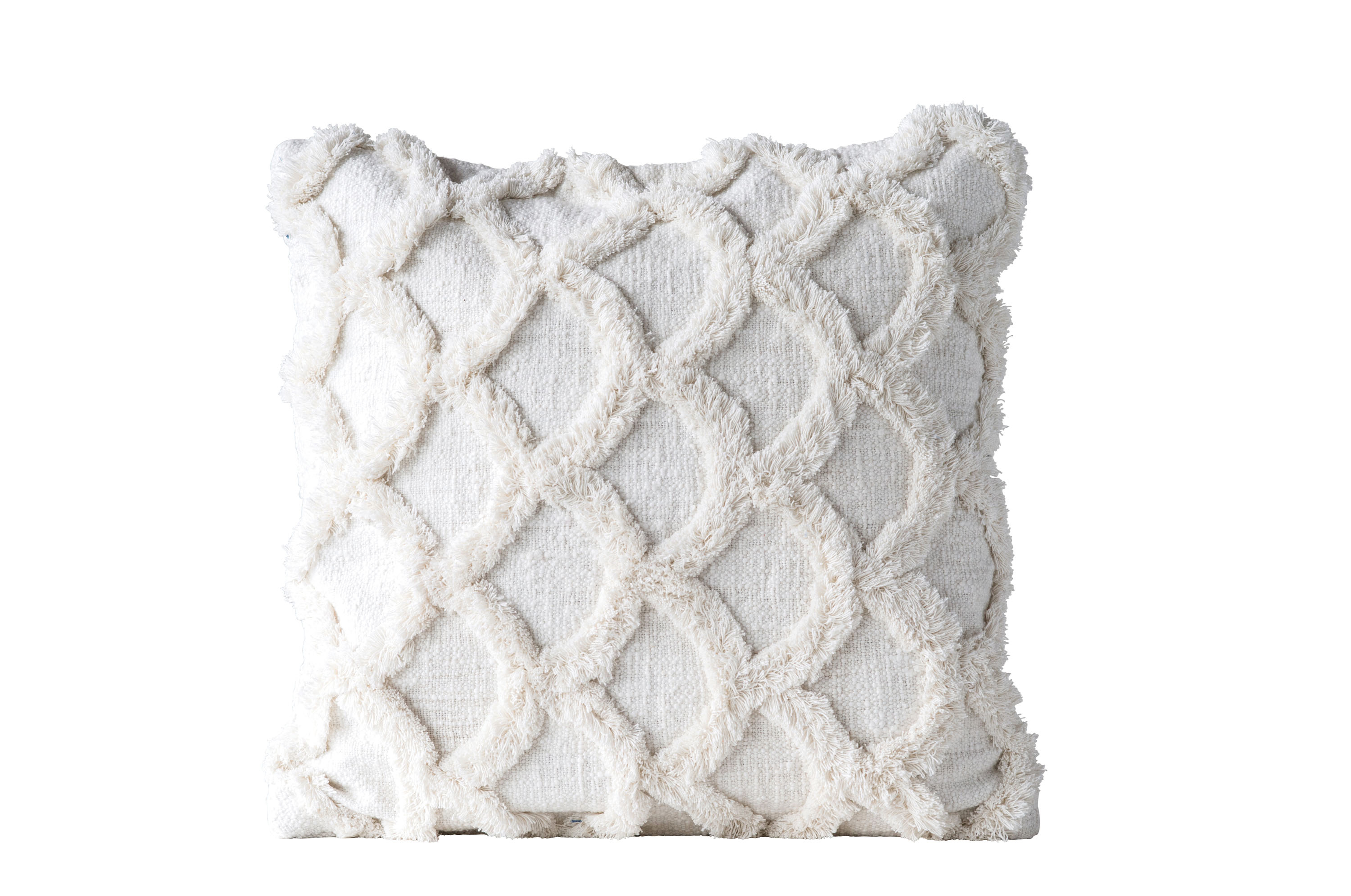 White Square Cotton Chenille Pillow - Nomad Home