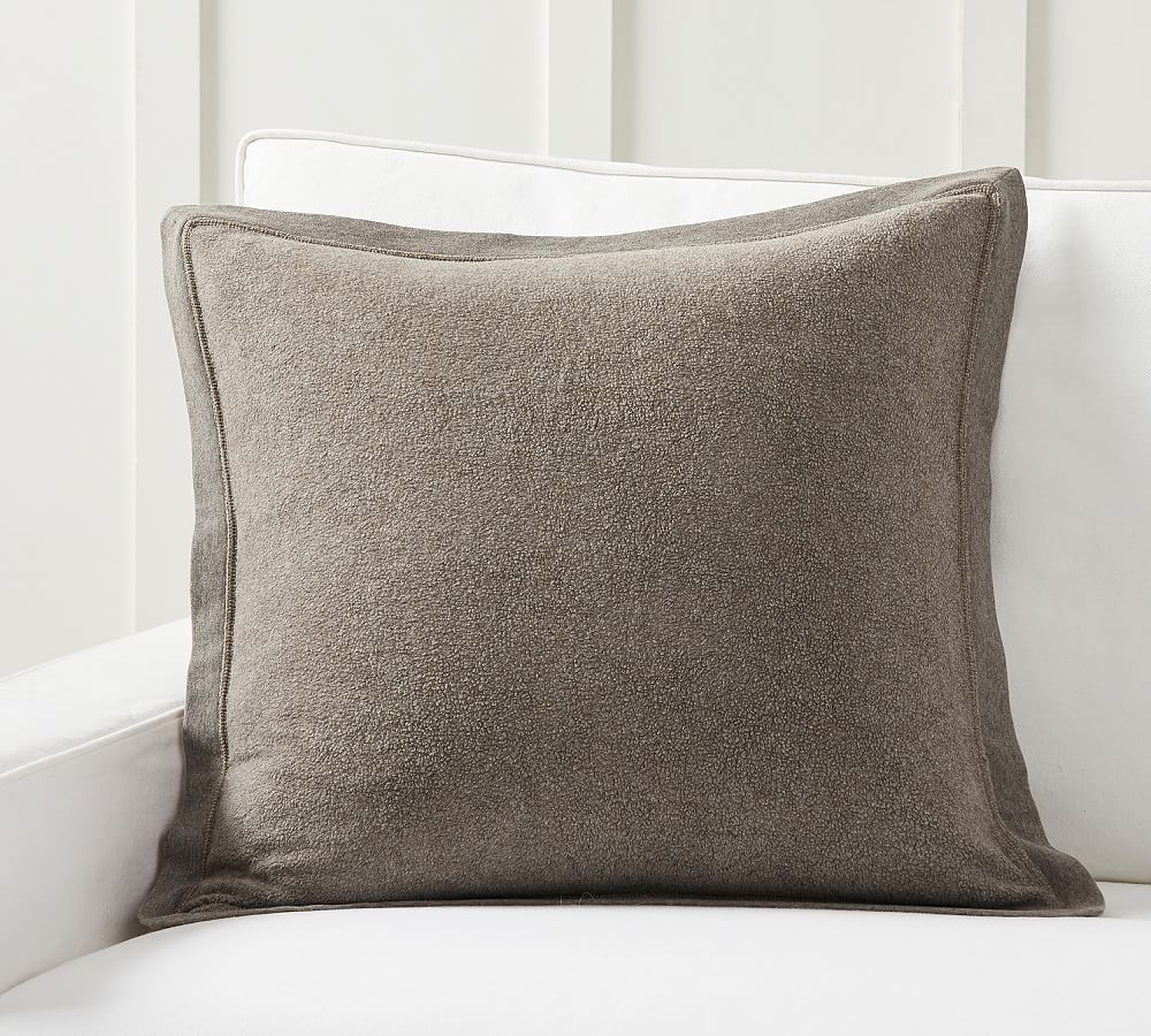 Cozy Fleece Pillow Cover, 22 x 22", Heathered Mushroom - Pottery Barn