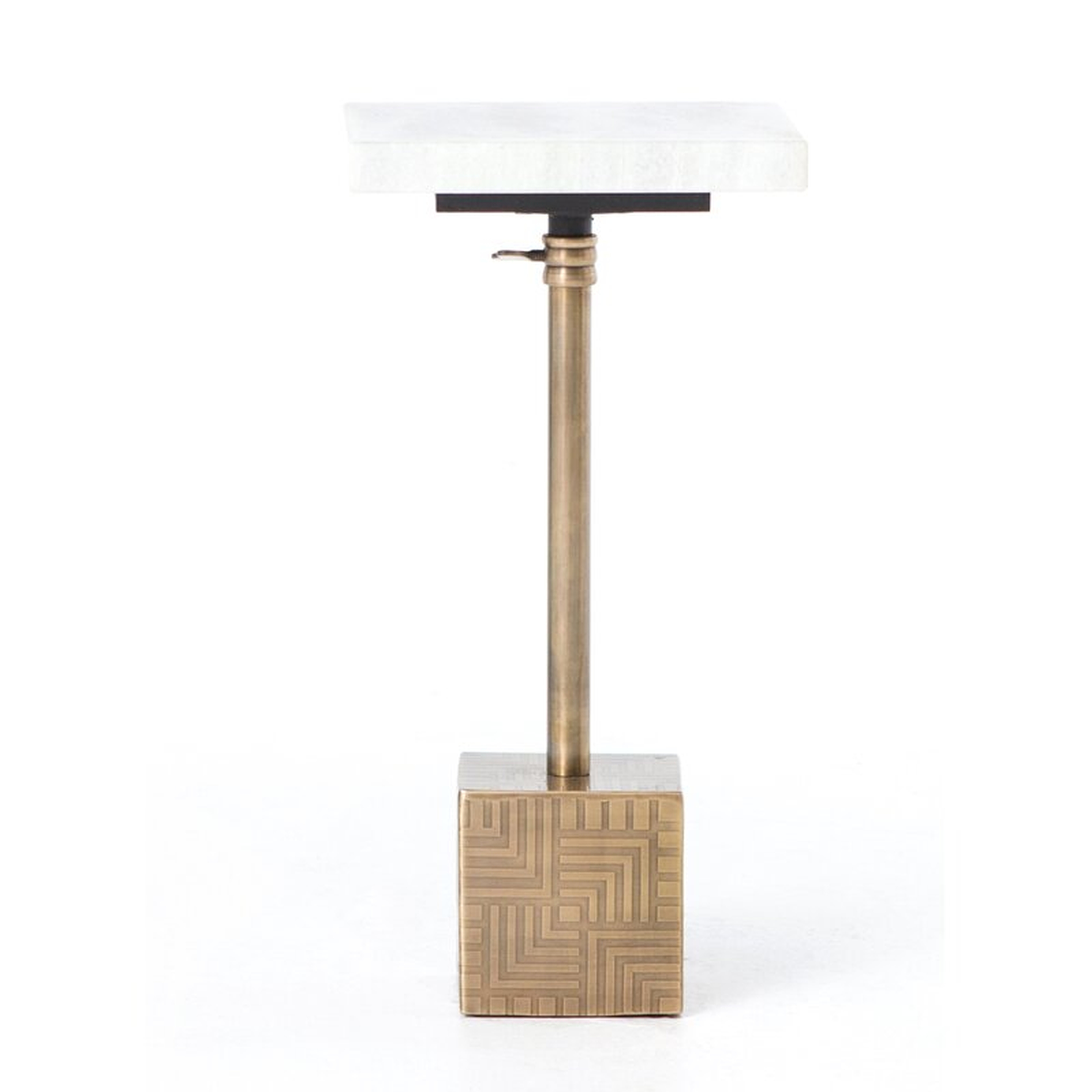 Four Hands Sirius Marble Top Pedestal End Table Table Base Color: Antique Brass - Perigold