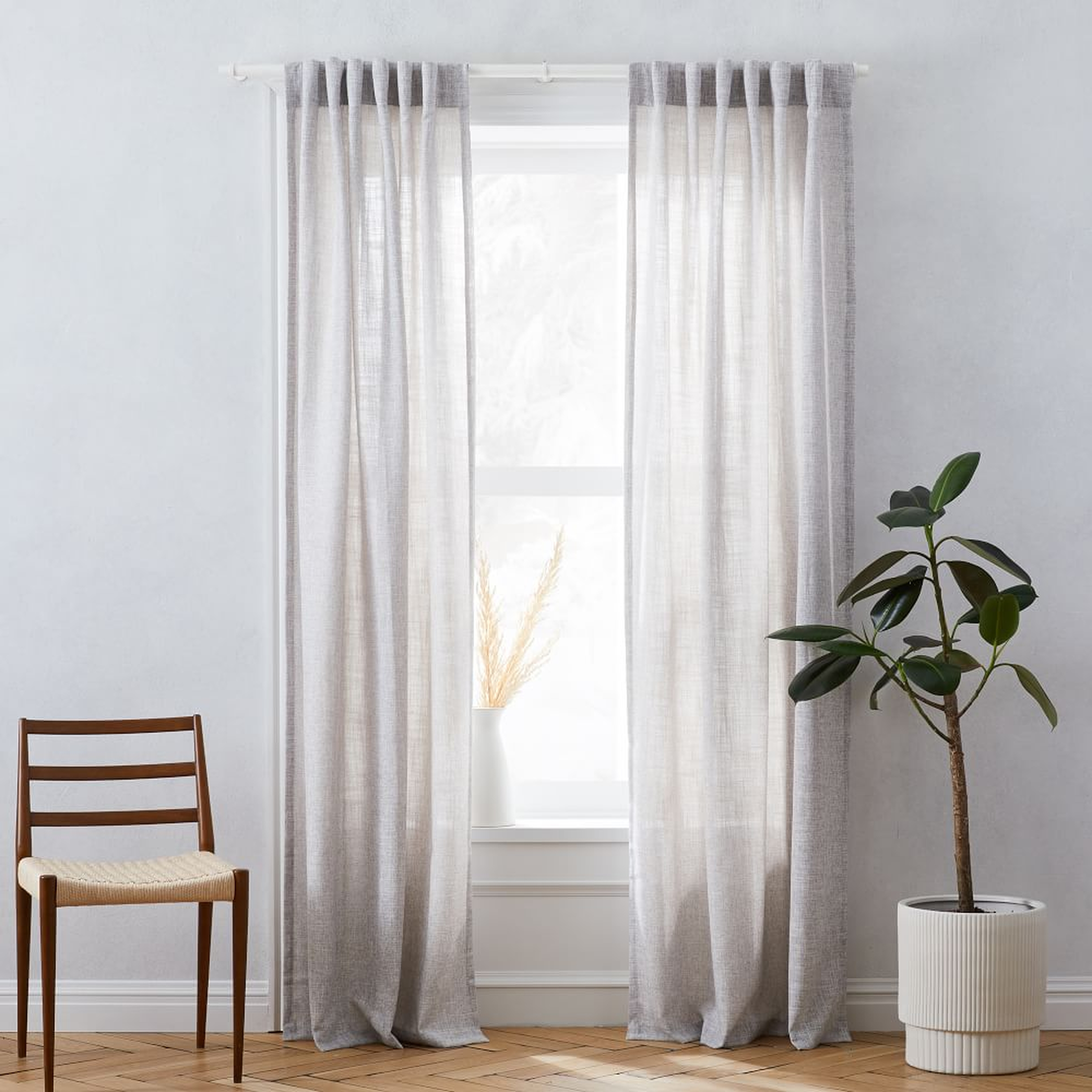 Crossweave Curtain with Blackout Lining, Stone White, 48"X96" - West Elm