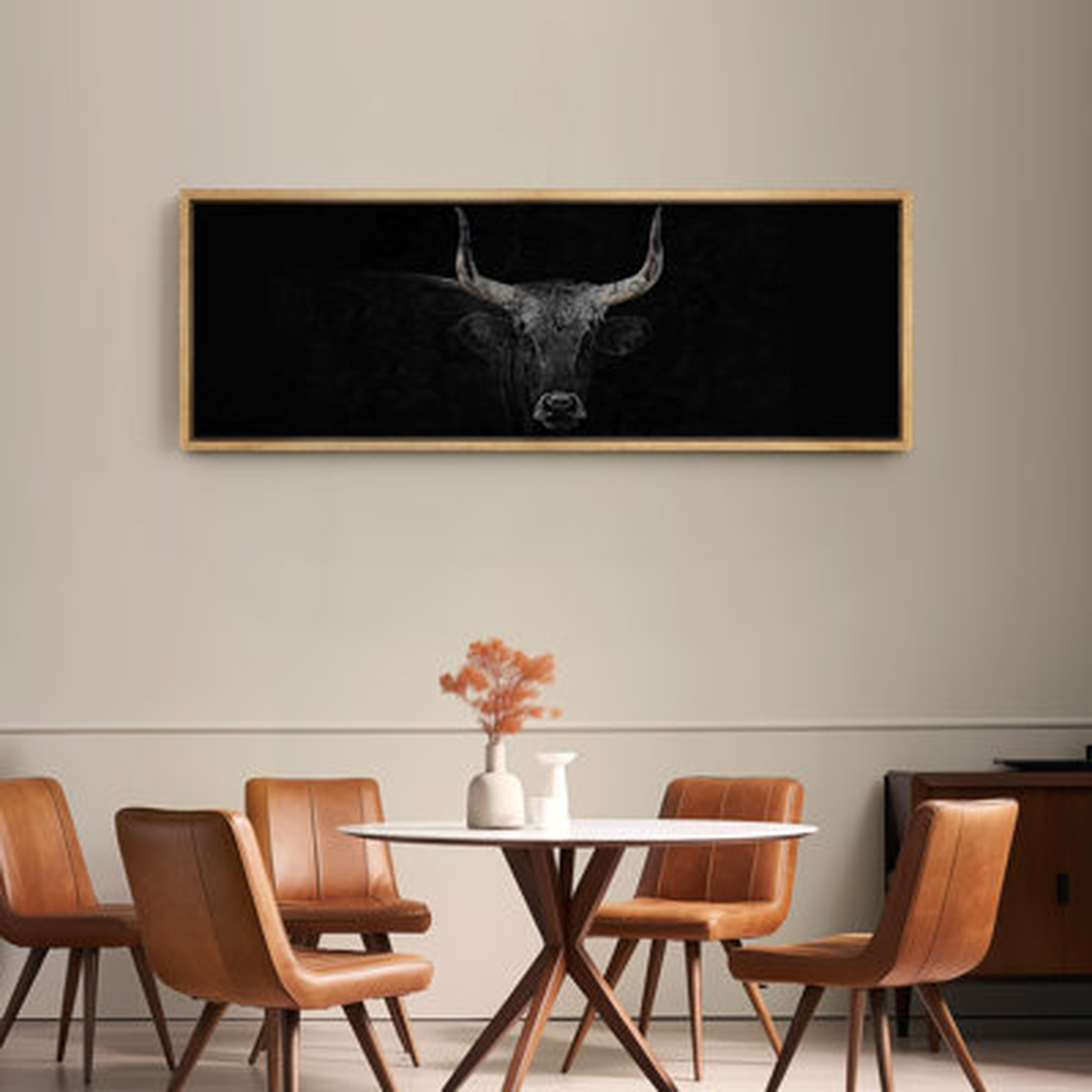 Black Monochrome Bull Modern Animal Art Relax Calm Minimalist Neutral Extra Large Pictures - Wayfair