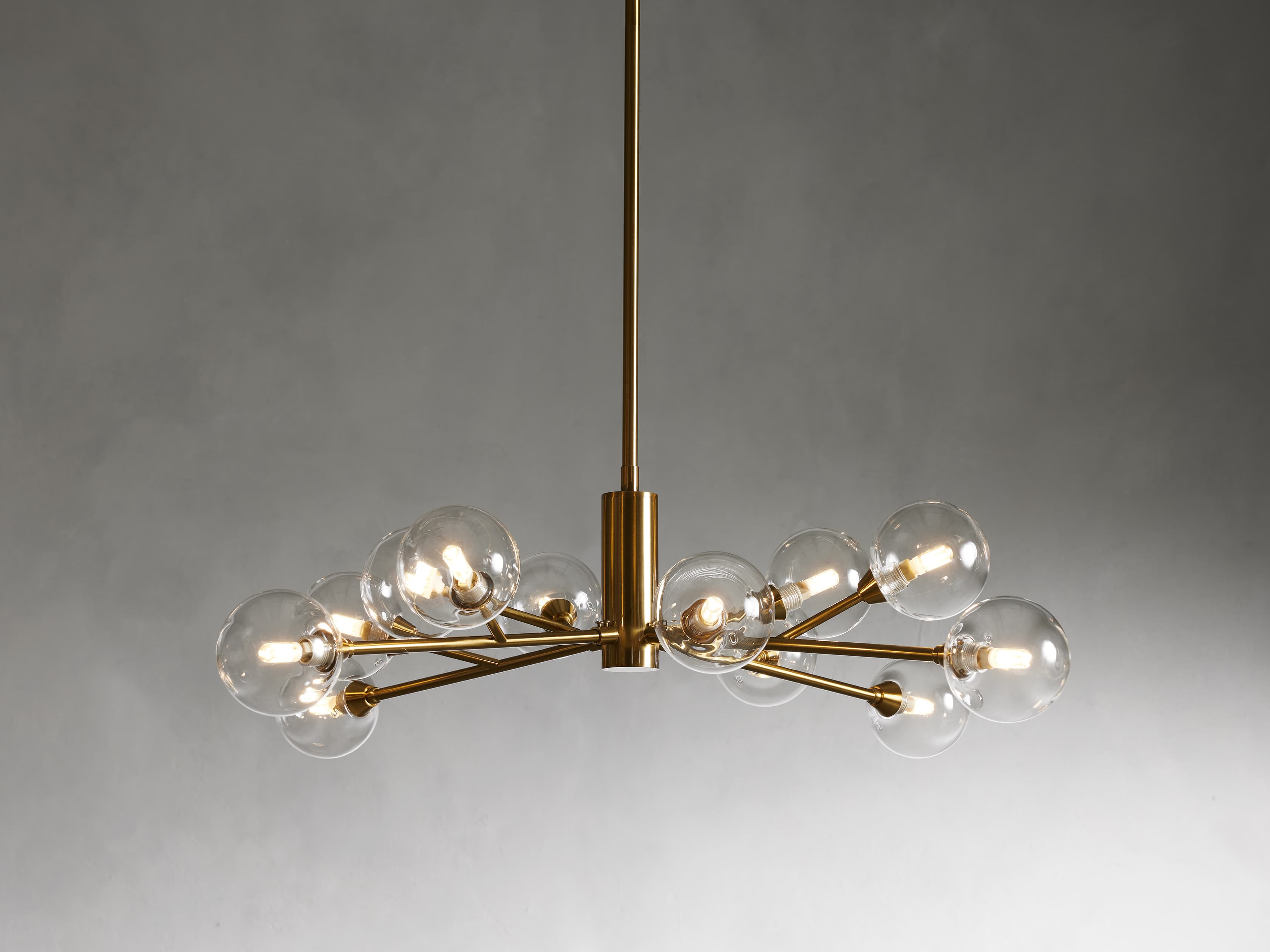 Apollo Round Chandelier in Glass 36" Brass   - Arhaus