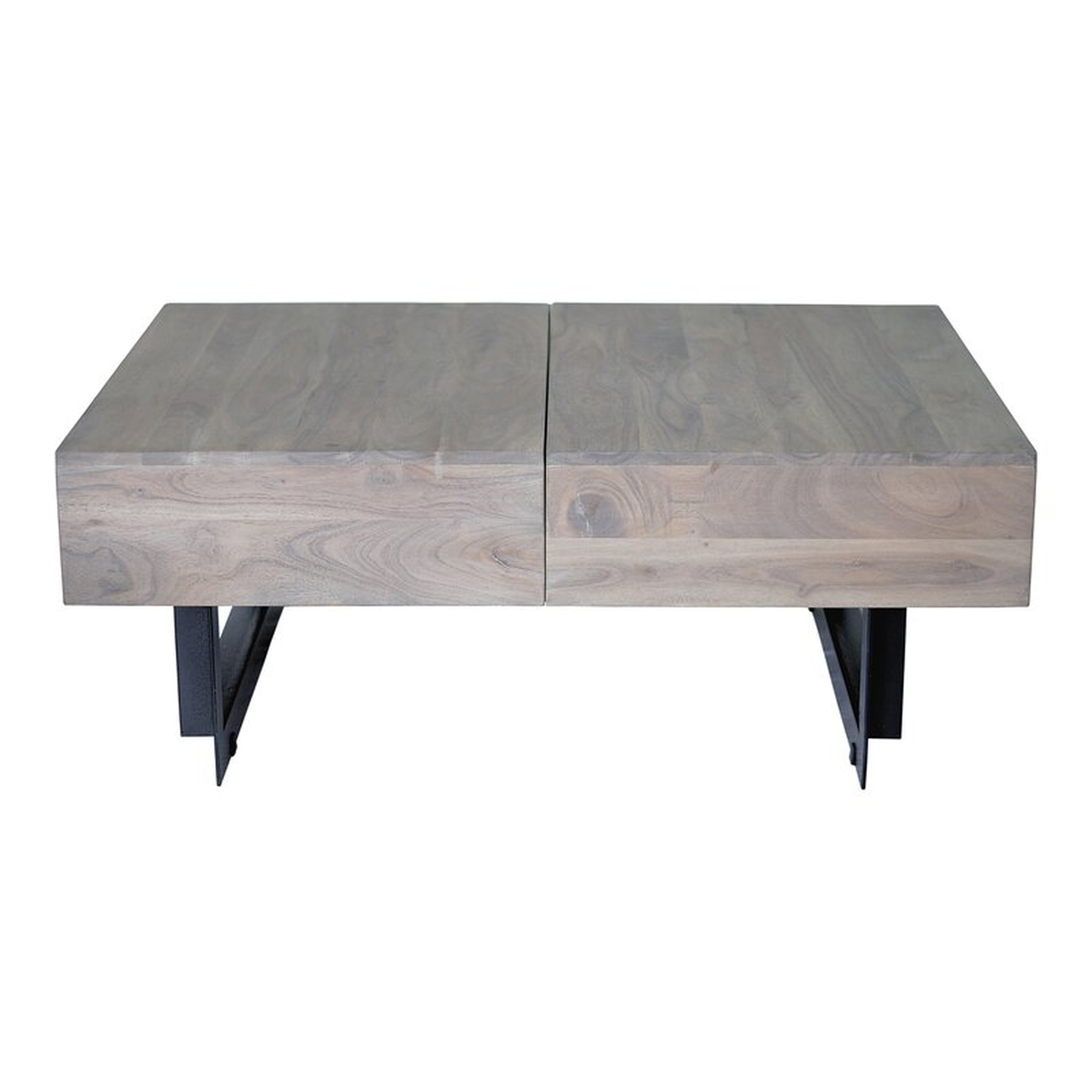 Tiburon Sled Coffee Table with Storage Table Top Color: Light Gray, Size: 15" H x 32" L x 42" W - Perigold