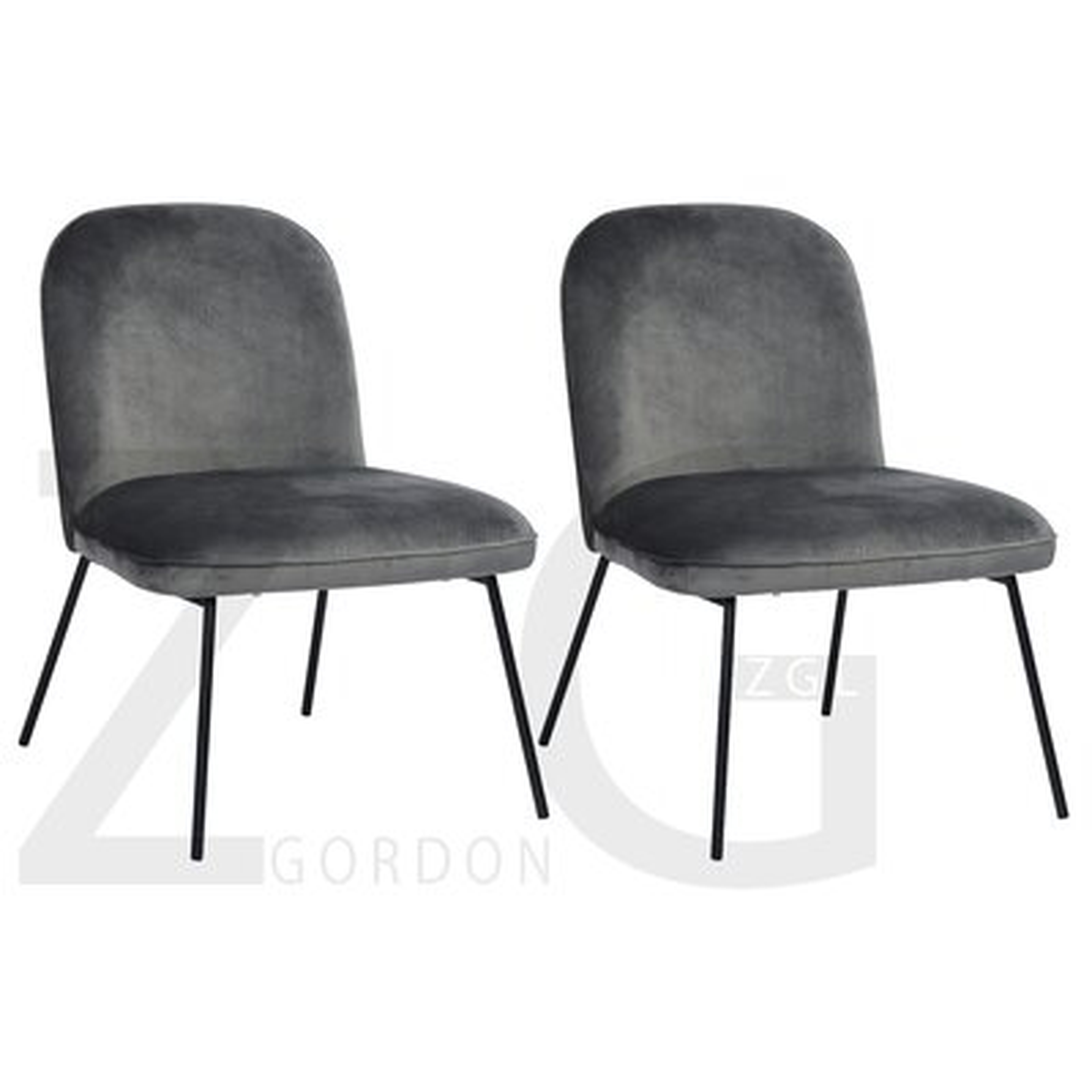Modern Gray Dining Chair (Set Of 2 ),Side Chair With Velvet Cushion Seat And Back For DINING And Living Room - Wayfair