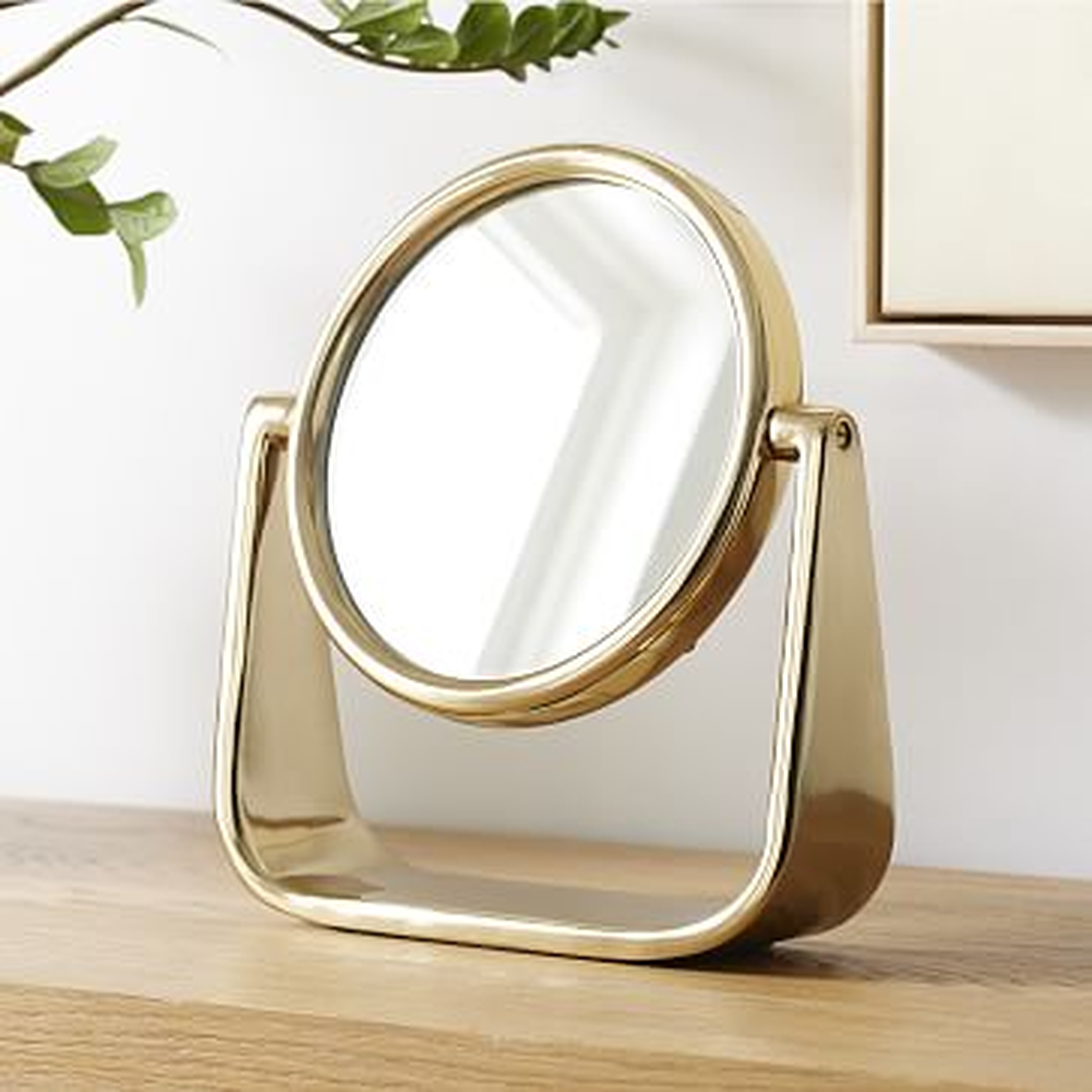 Brass Sculptural Vanity Mirror, Brass - West Elm