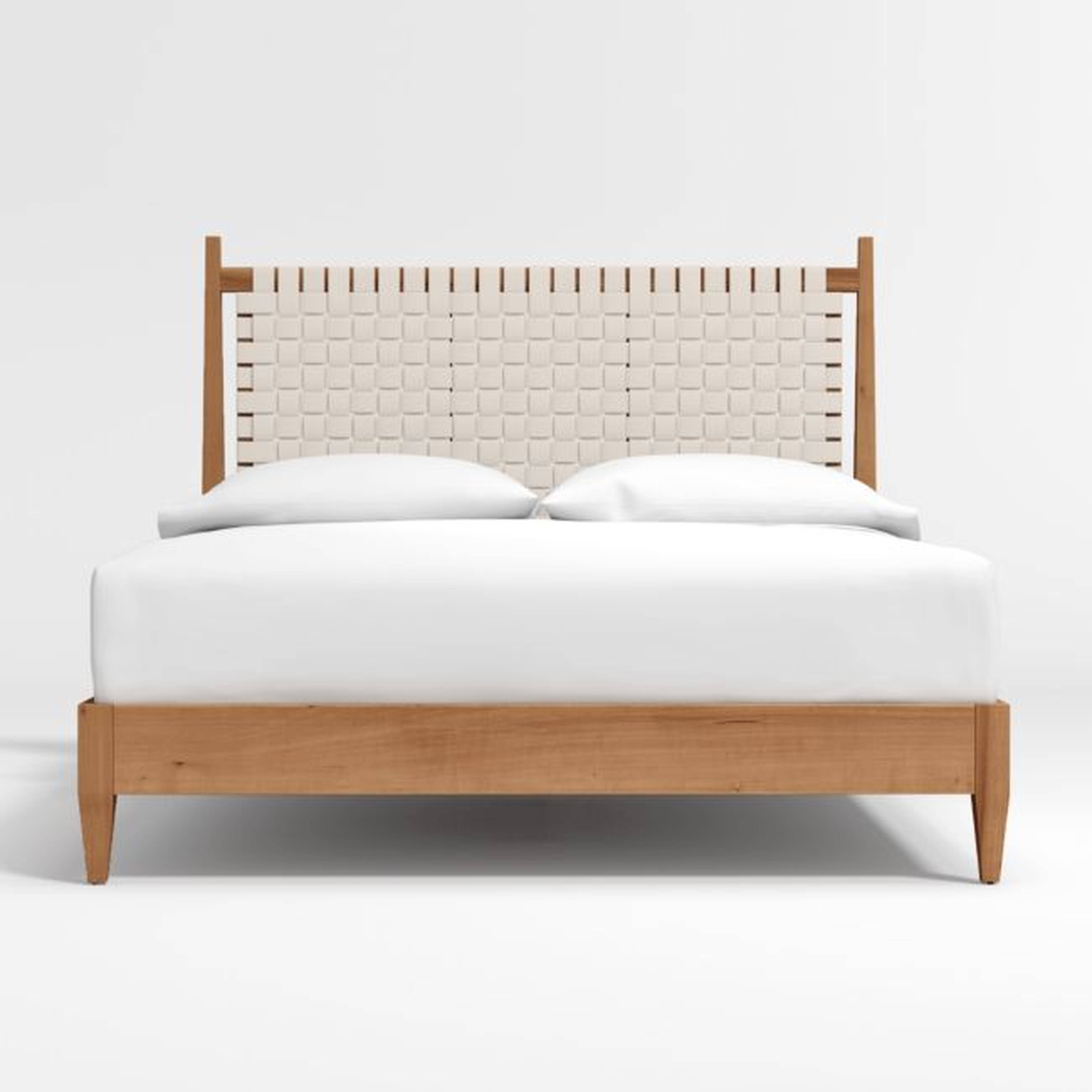 Rio White Leather and Wood Queen Bed - Crate and Barrel