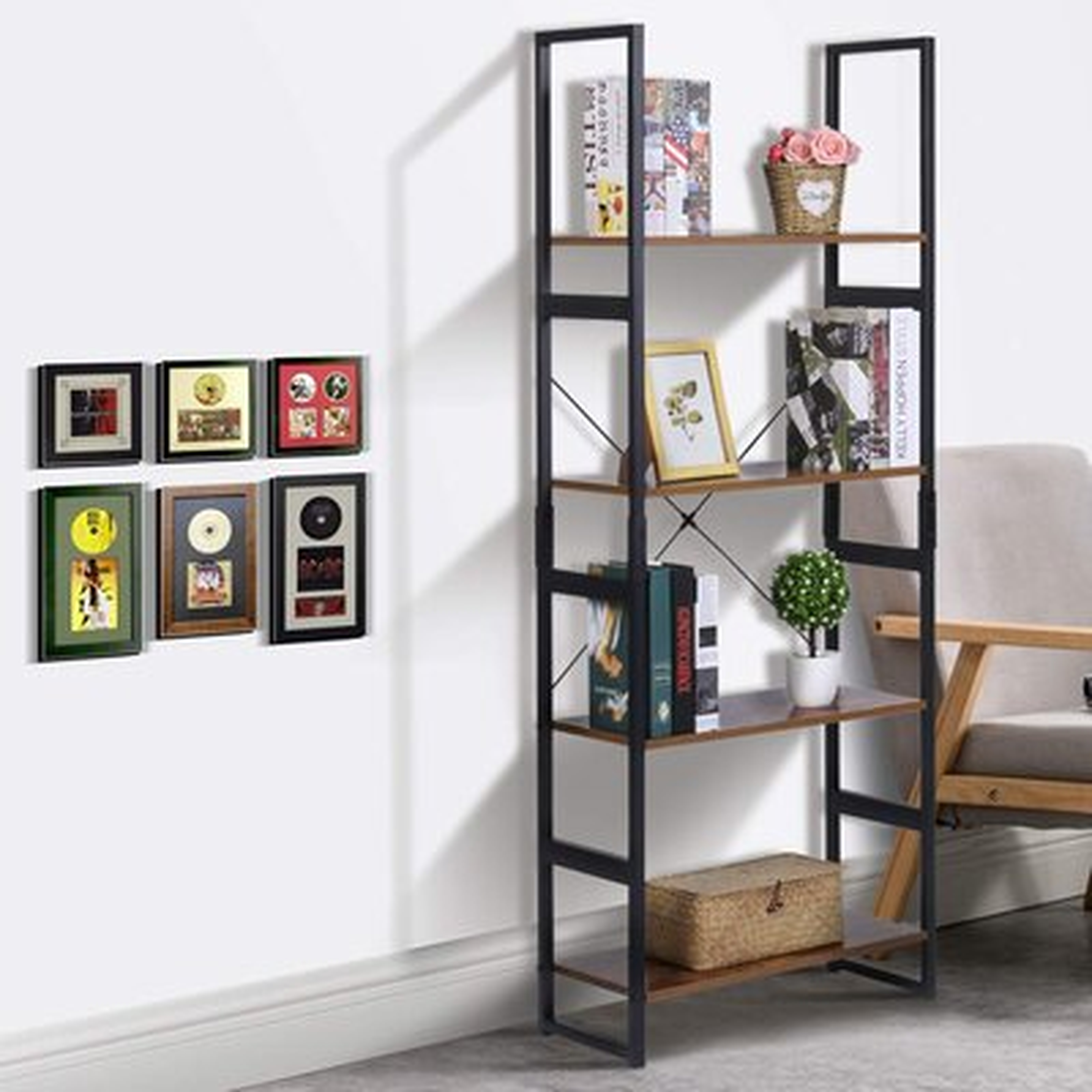 4 Tier Bookshelf, Tall Bookcase Shelf Storage Organizer, Modern Book Shelf For Bedroom, Living Room And Home Office, Vintage - Wayfair