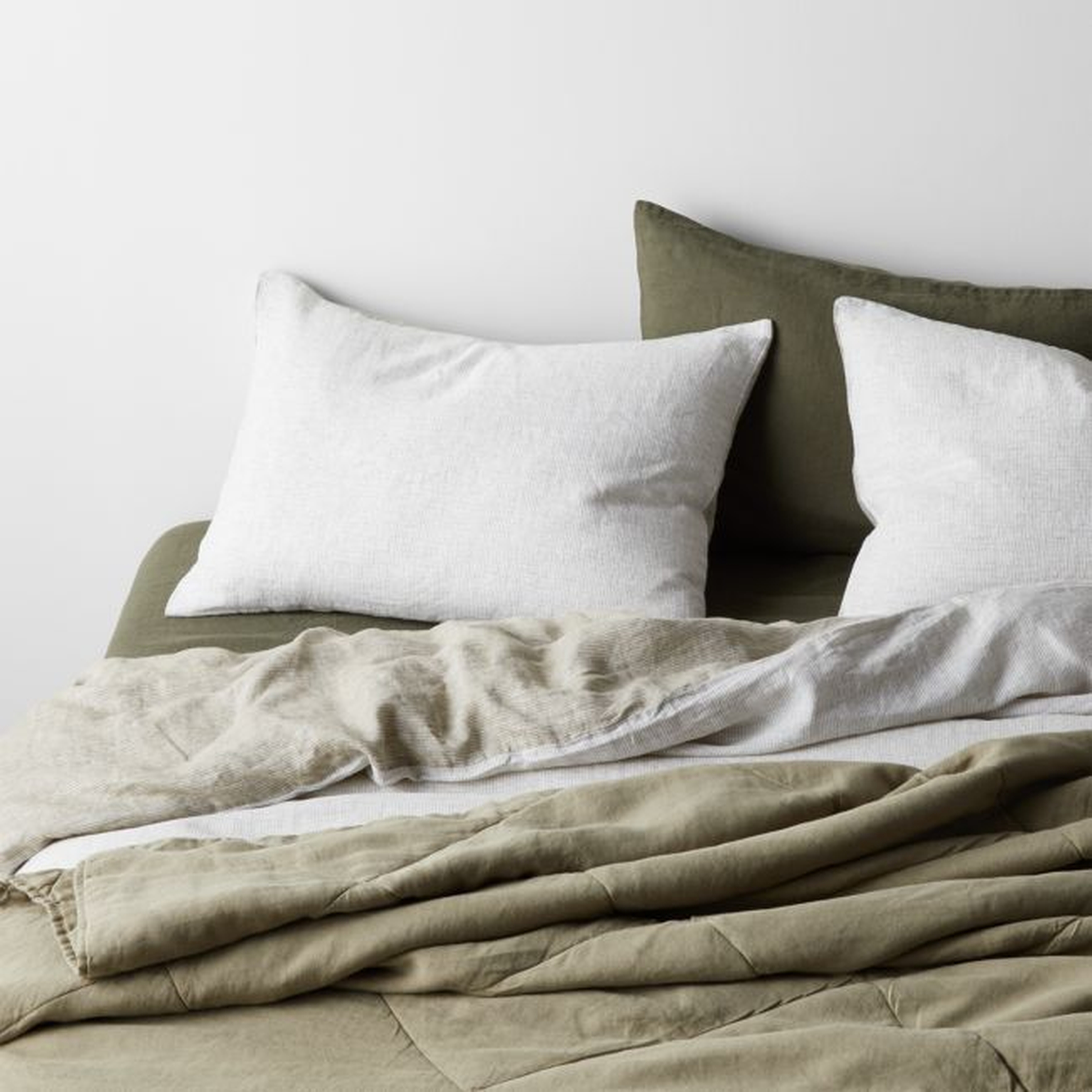New Natural Hemp Garden Green Grid Twin/Twin XL Duvet Cover - Crate and Barrel