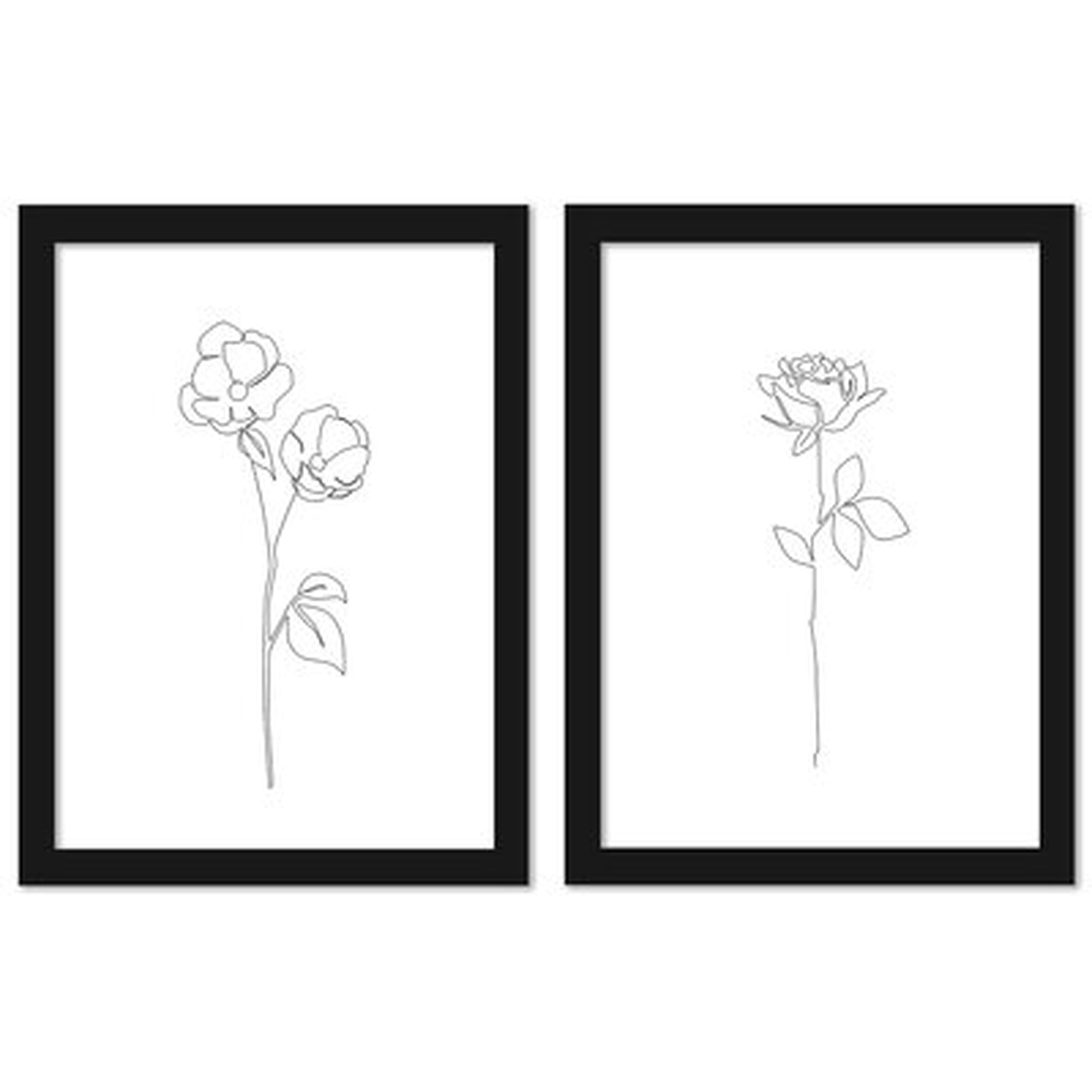 Blossom Out - 2 Piece Drawing Print Set - Wayfair