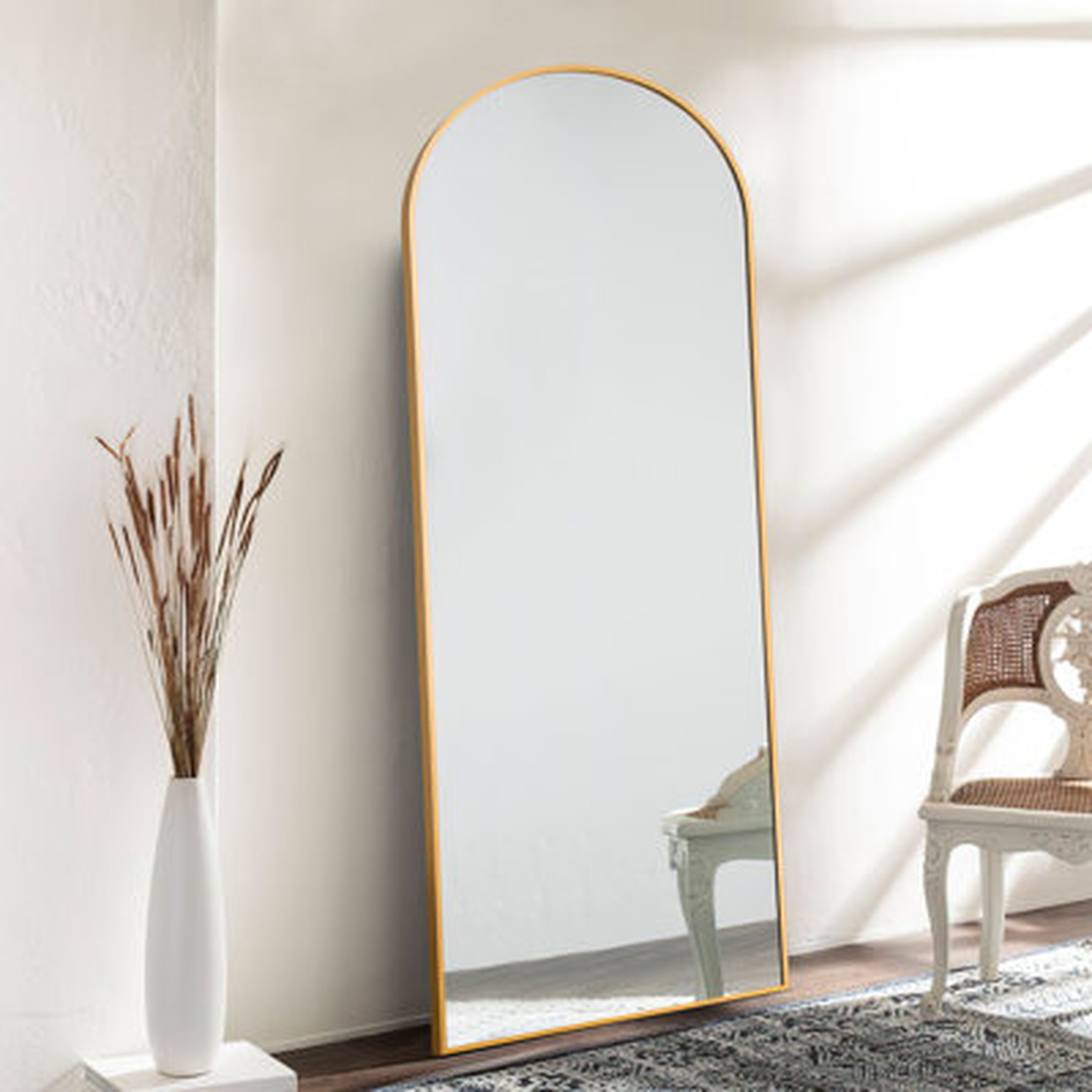 Arch Floor & Full Length Gold Framed Wall Mirror - Wayfair