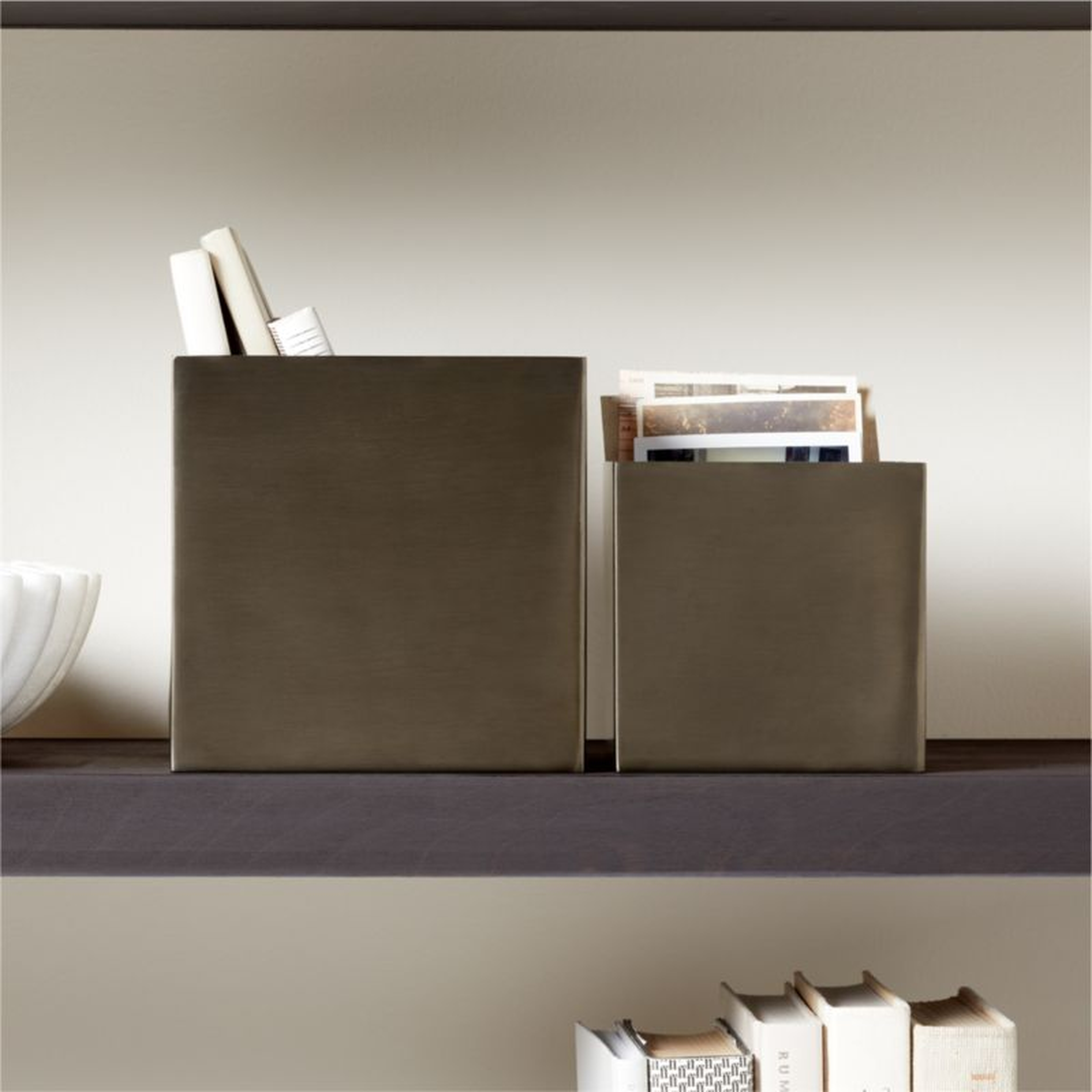 Studio Blackened Brass Storage Boxes Set of 2 - CB2
