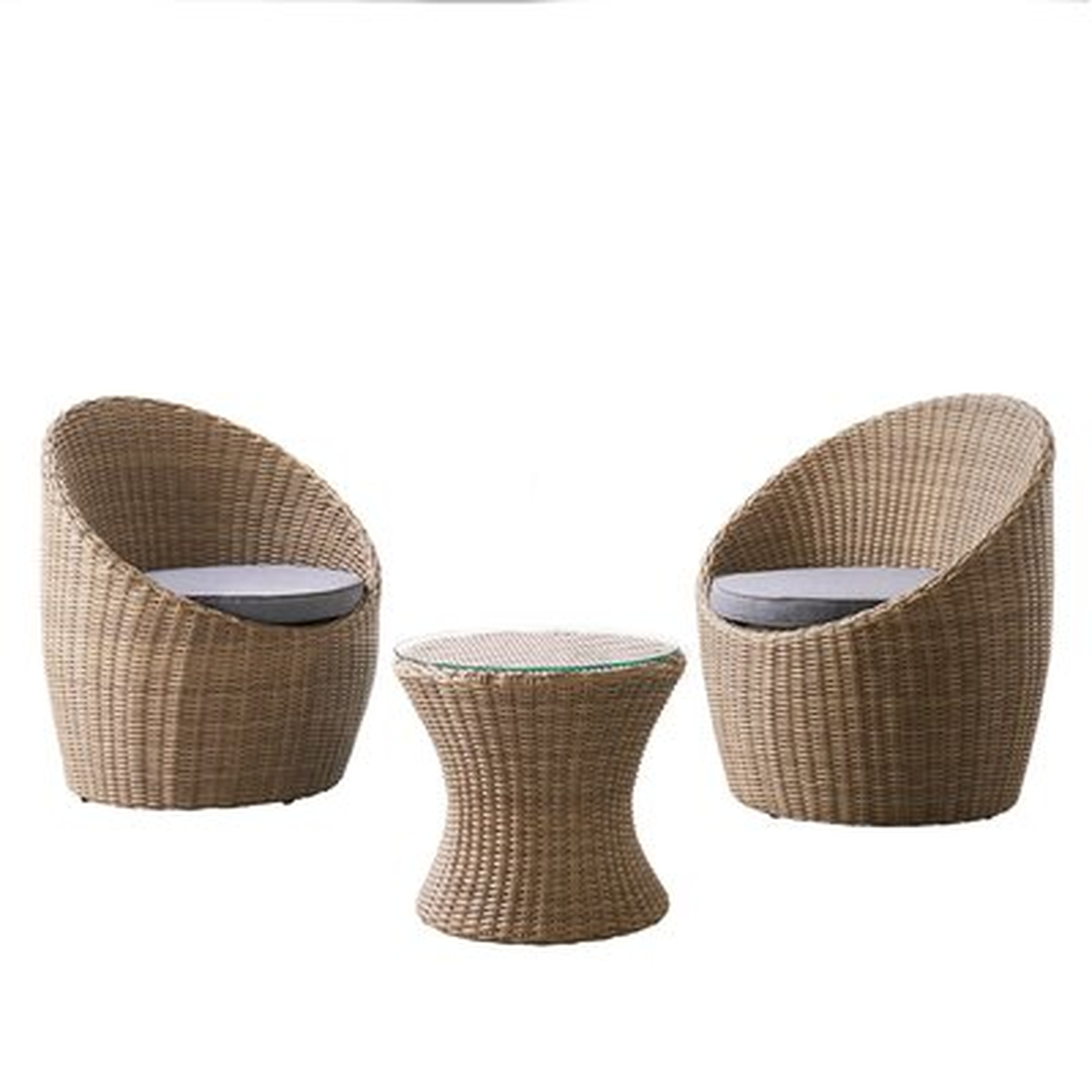 Strafford All-weather Wicker Outdoor Set With Two Chairs And 18"h Cocktail Table - Wayfair
