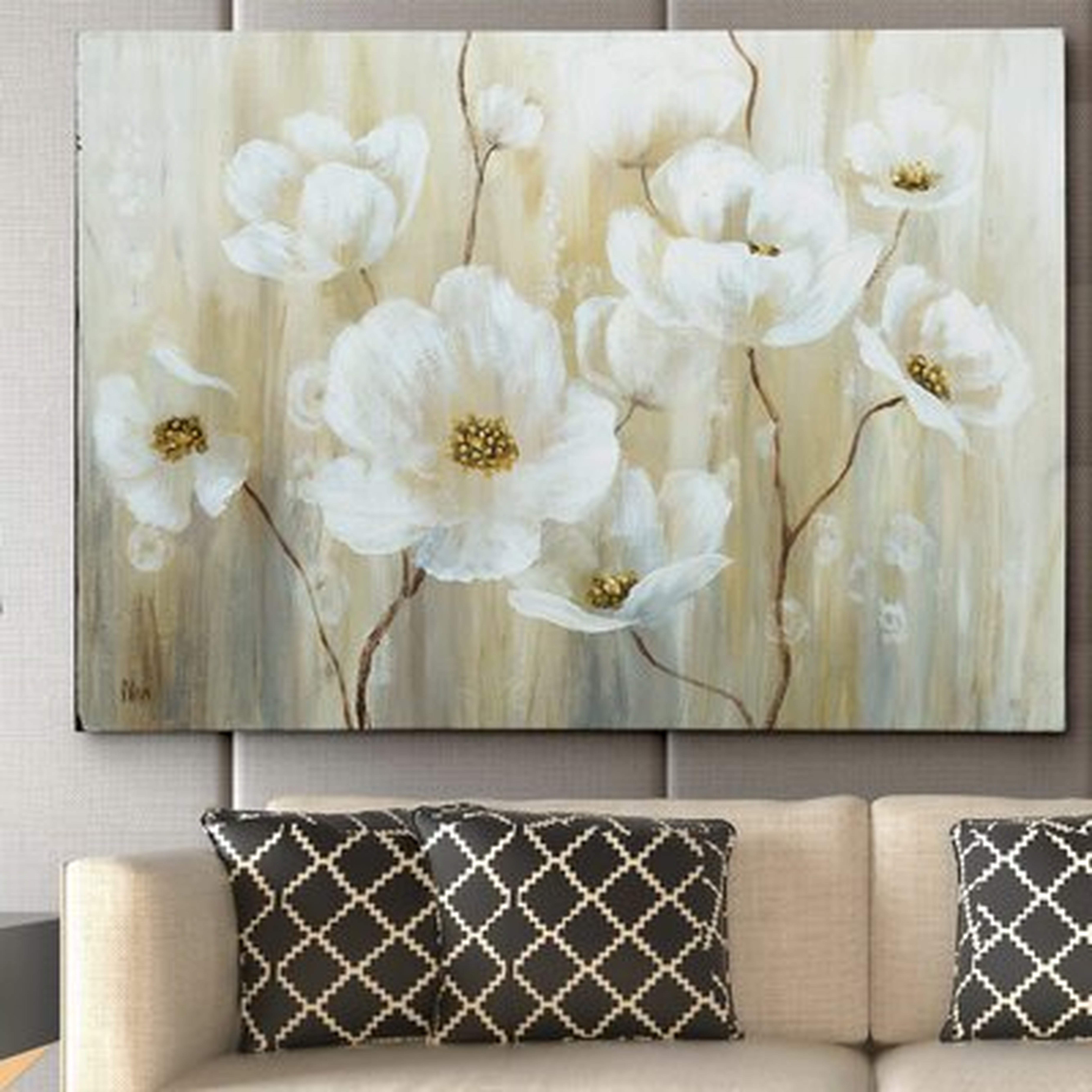 'Shimmering Blossoms' - Wrapped Canvas Painting Print - Birch Lane