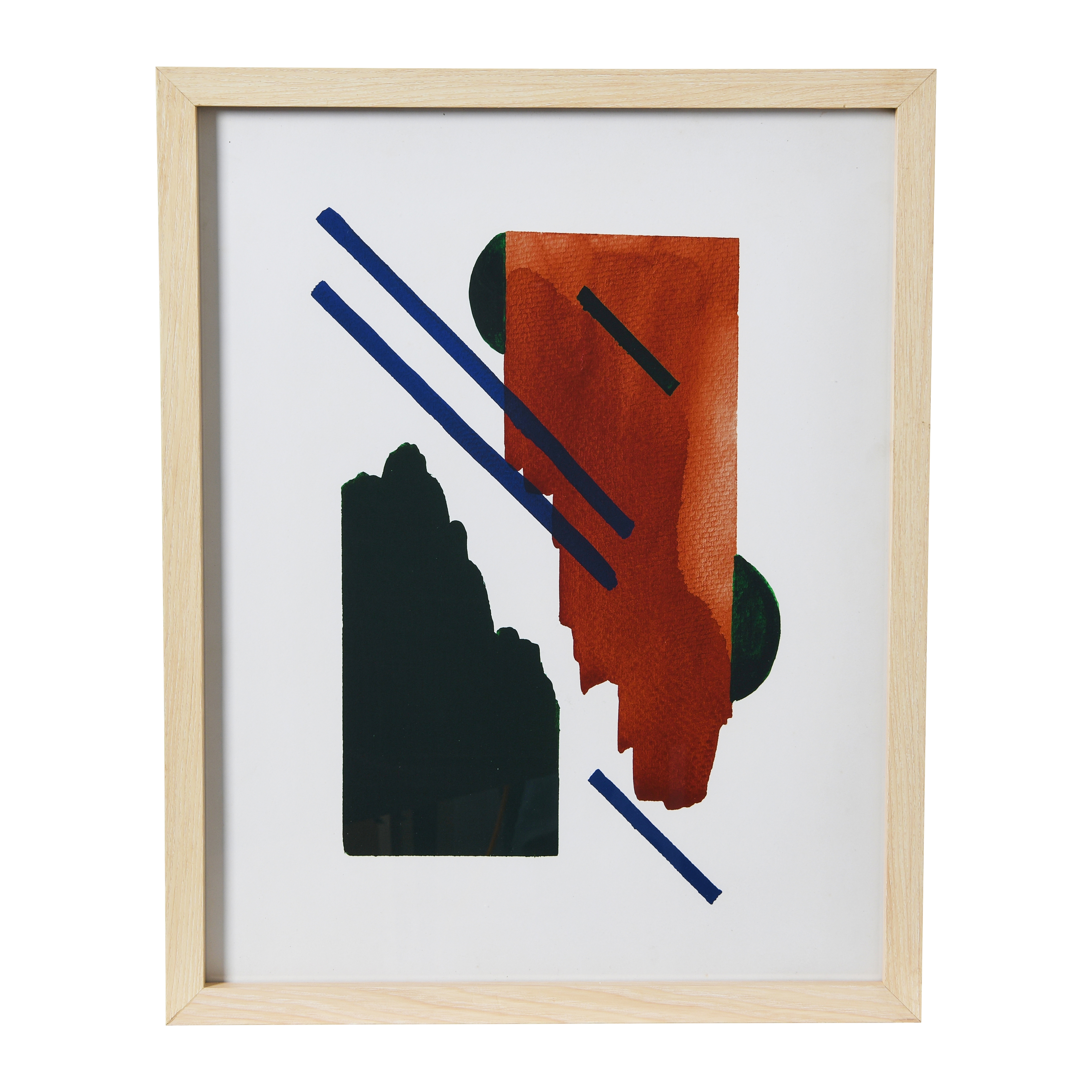 Abstract Geometric Print with Solid Wood Frame and Glass Cover - Creative Co-Op