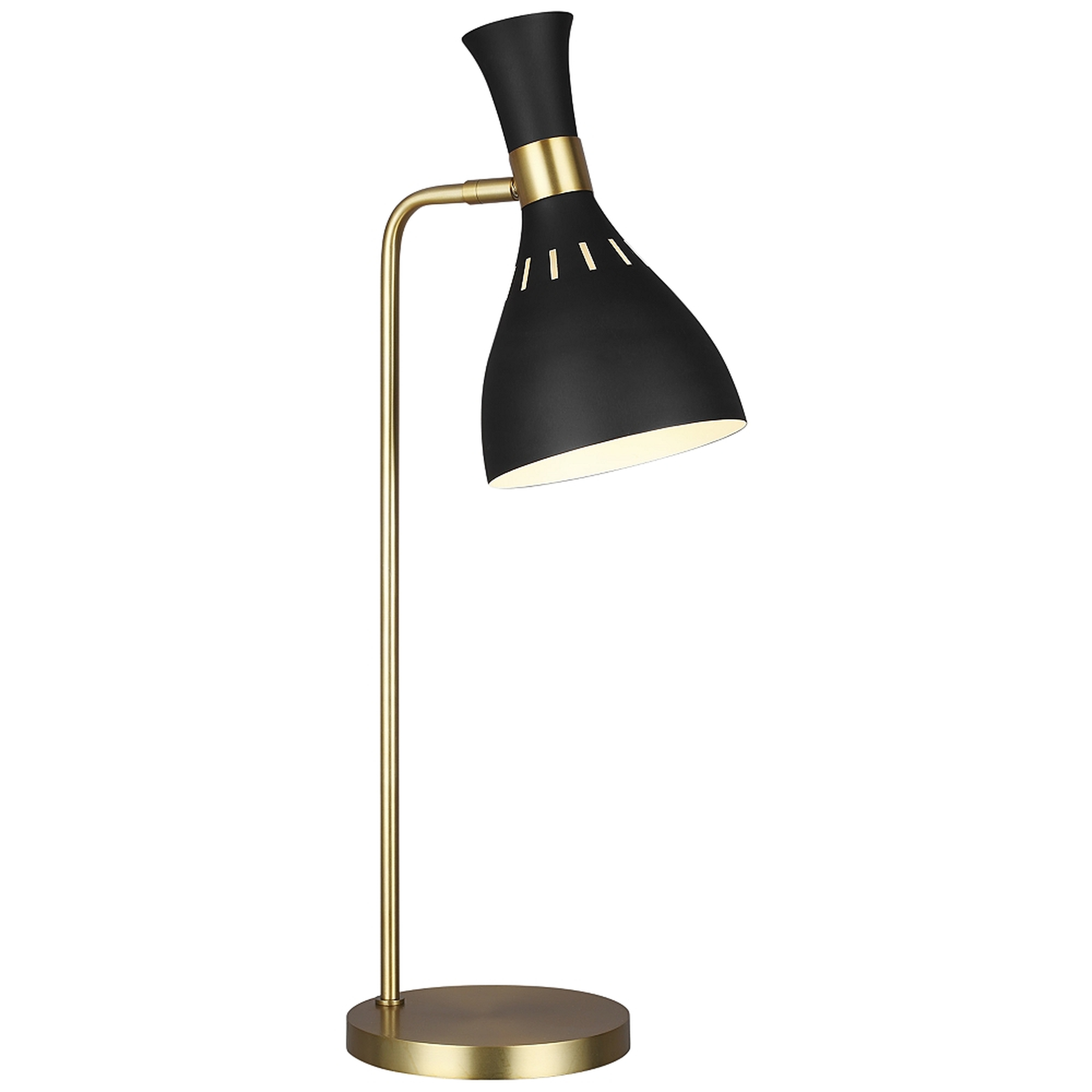 Joan Midnight Black and Burnished Brass LED Desk Lamp - Style # 97E89 - Lamps Plus