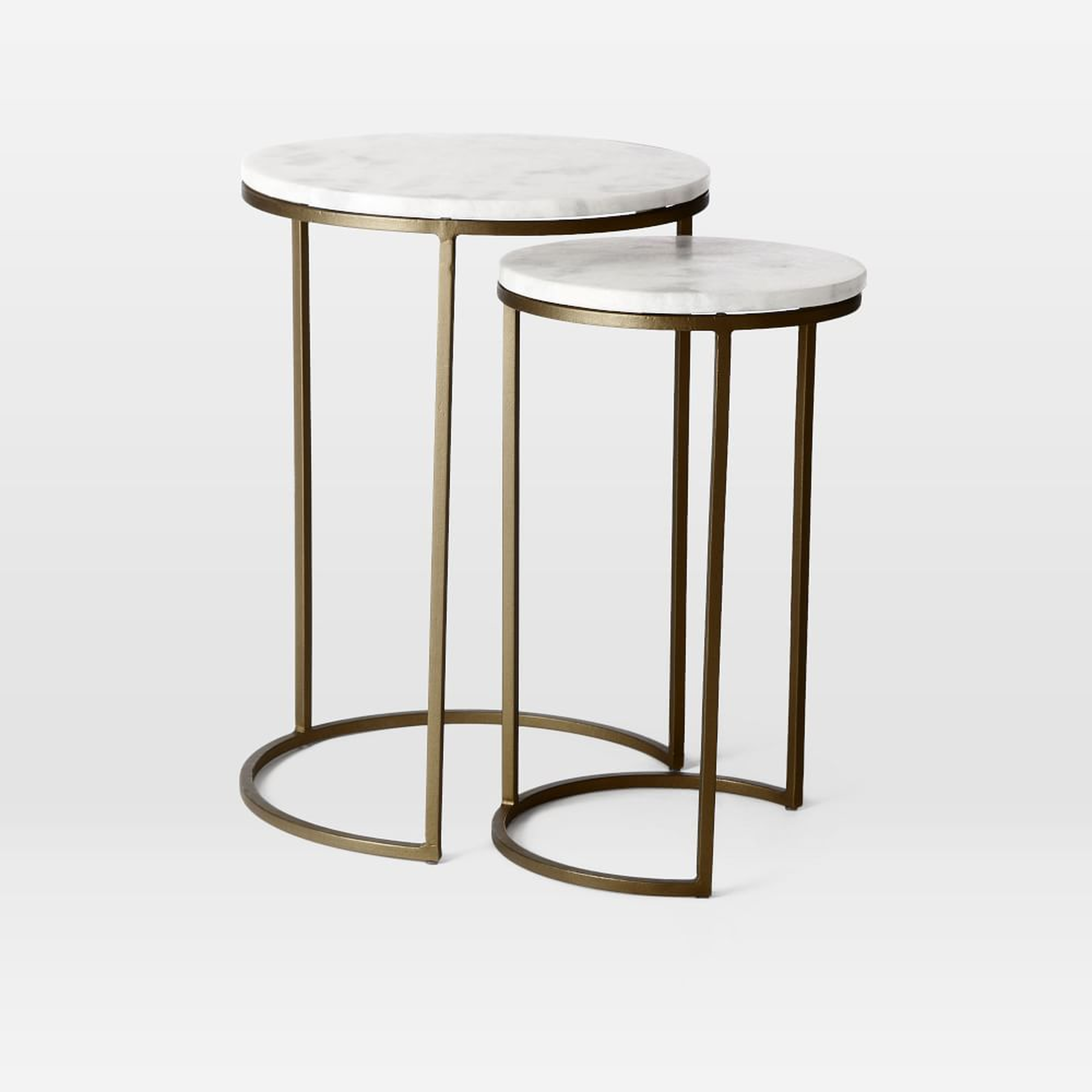 Round 12" Nesting Side Tables, White Marble - West Elm