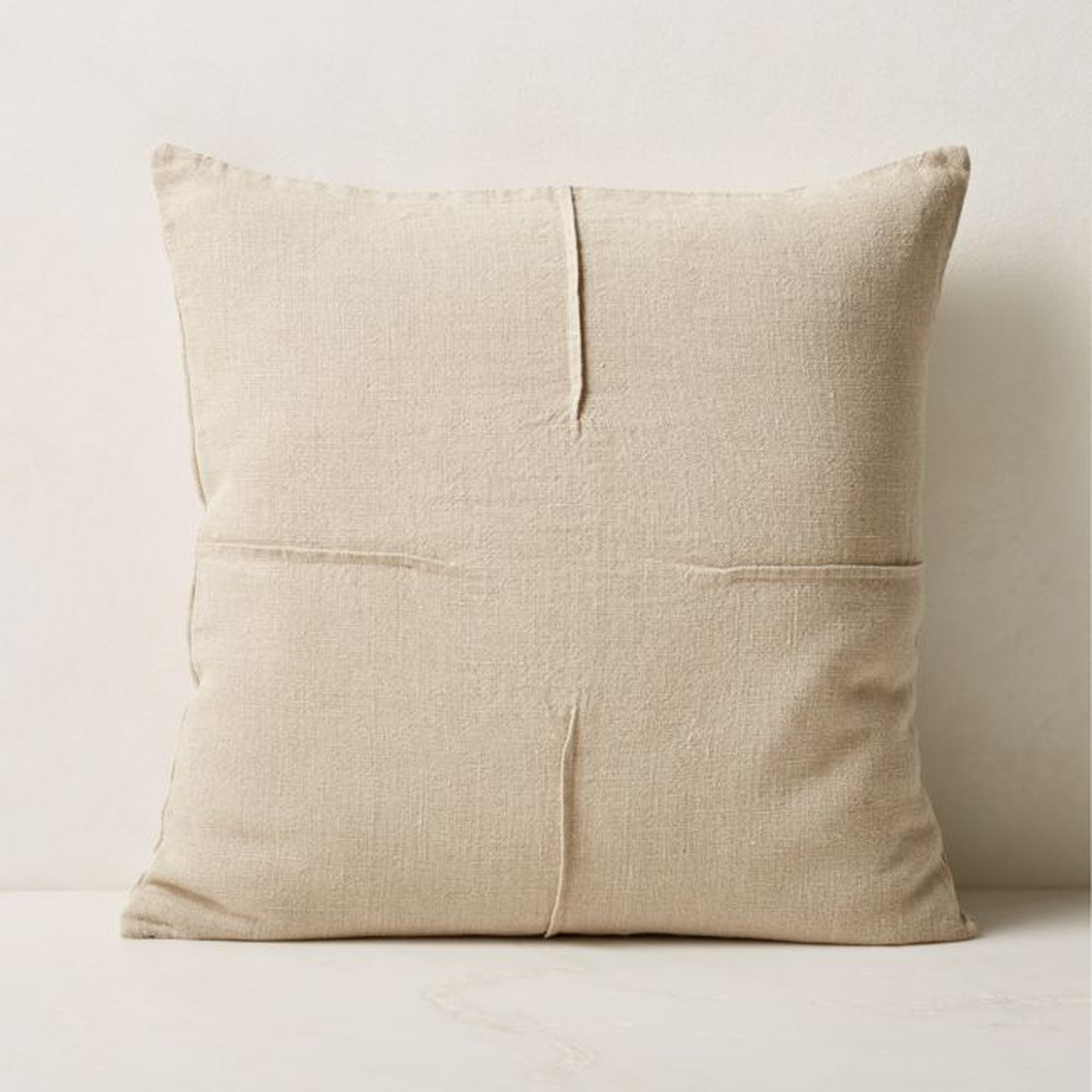 Tuck Natural Linen Throw Pillow with Down-Alternative Insert 20''x20" - CB2