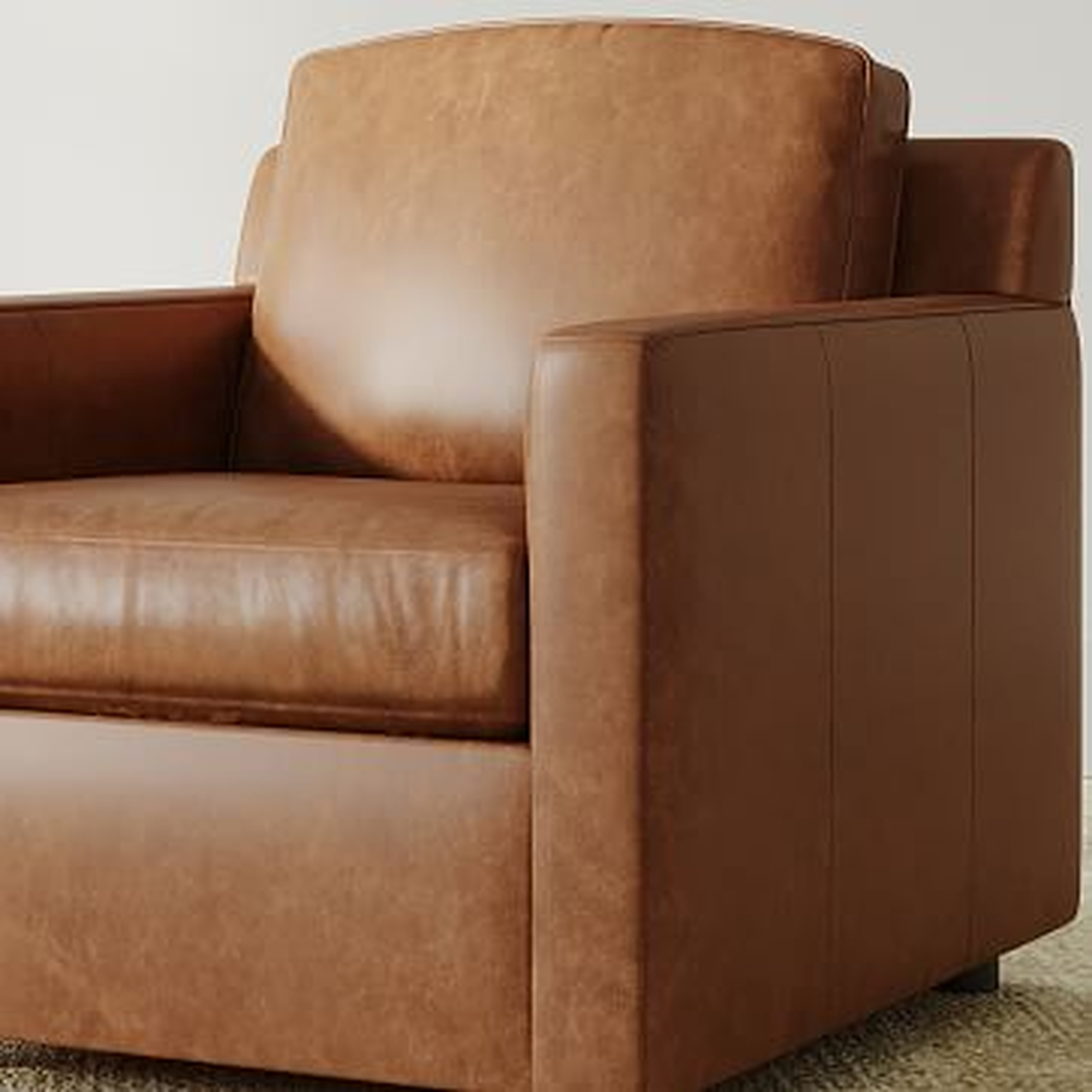 Marin Armchair, Down, Saddle Leather, Nut, Concealed Support - West Elm
