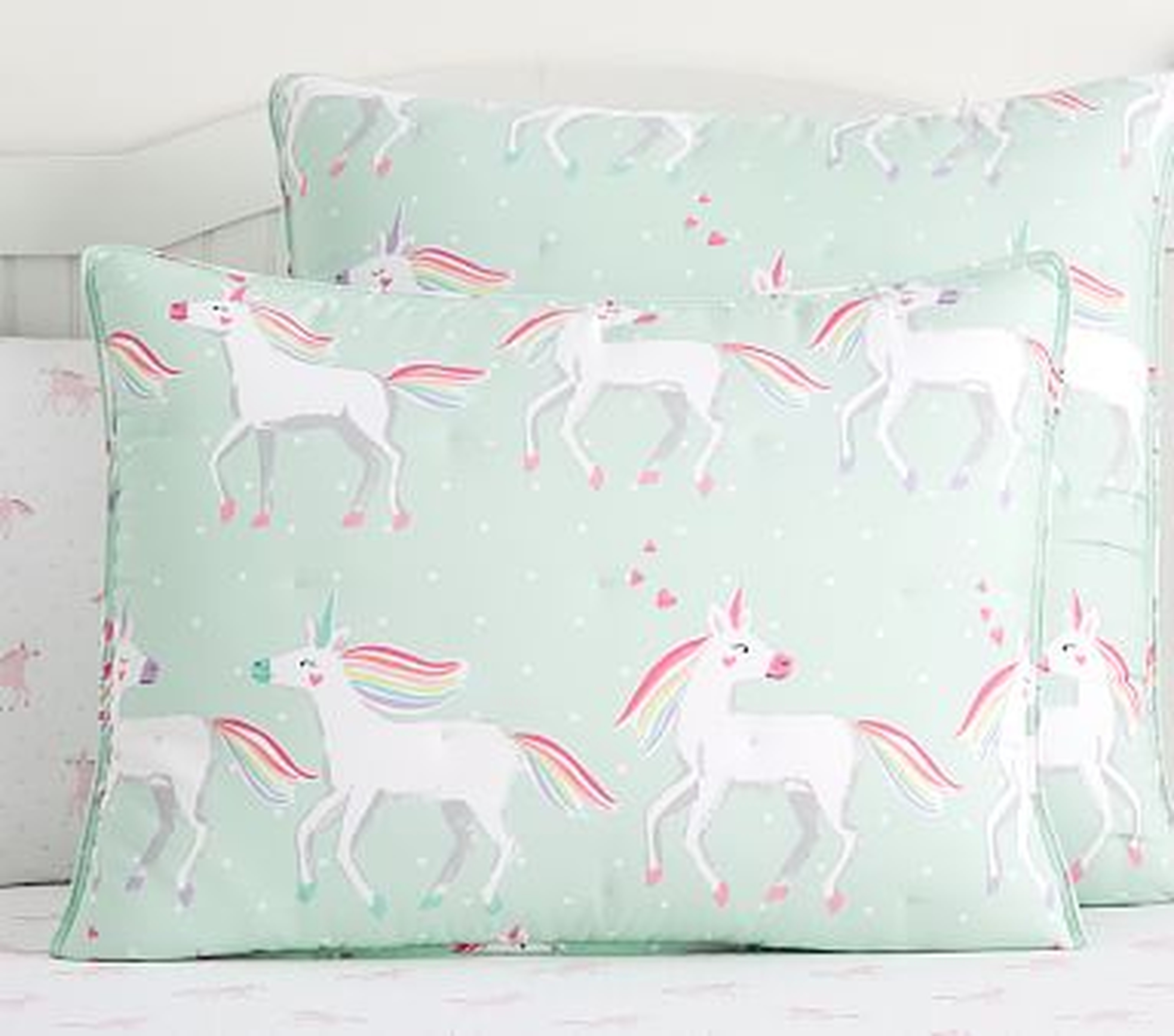 Molly Unicorn Dream Puff Comforter, Standard Sham, Aqua Multi - Pottery Barn Kids