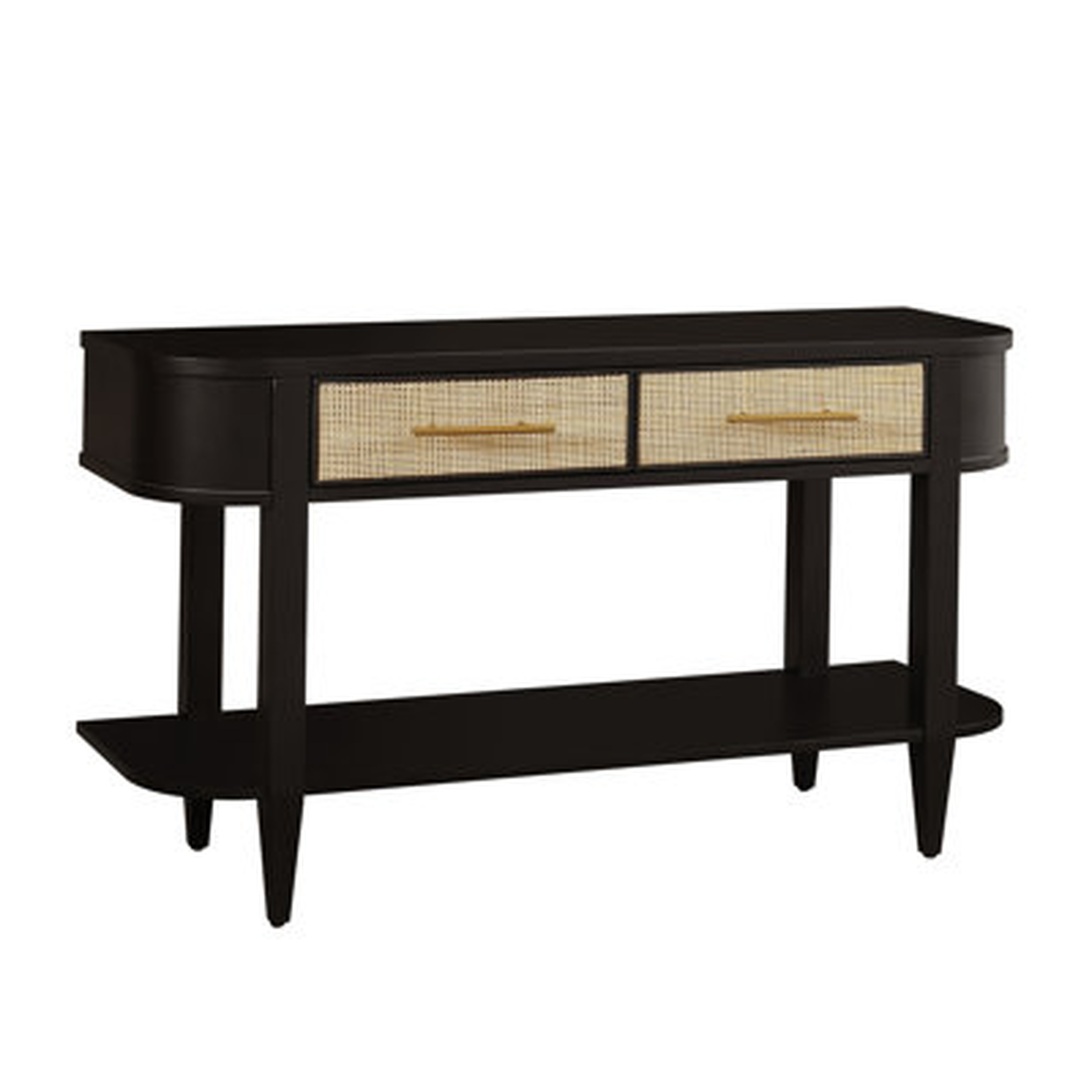 Contemporary Black Oak And Natural Cane Console Table - Wayfair