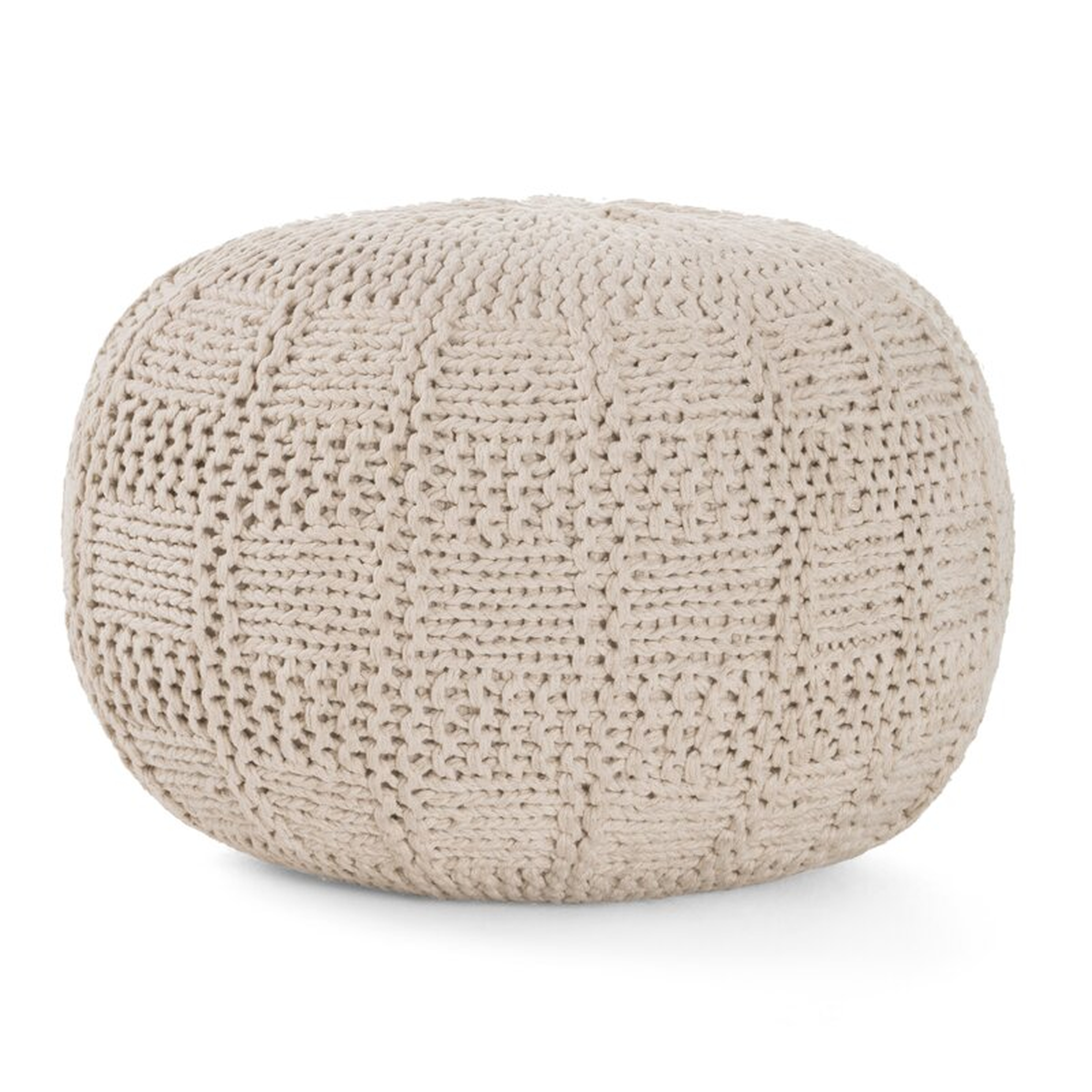 Guion 20'' Wide Round Pouf Ottoman, Ivory - Wayfair