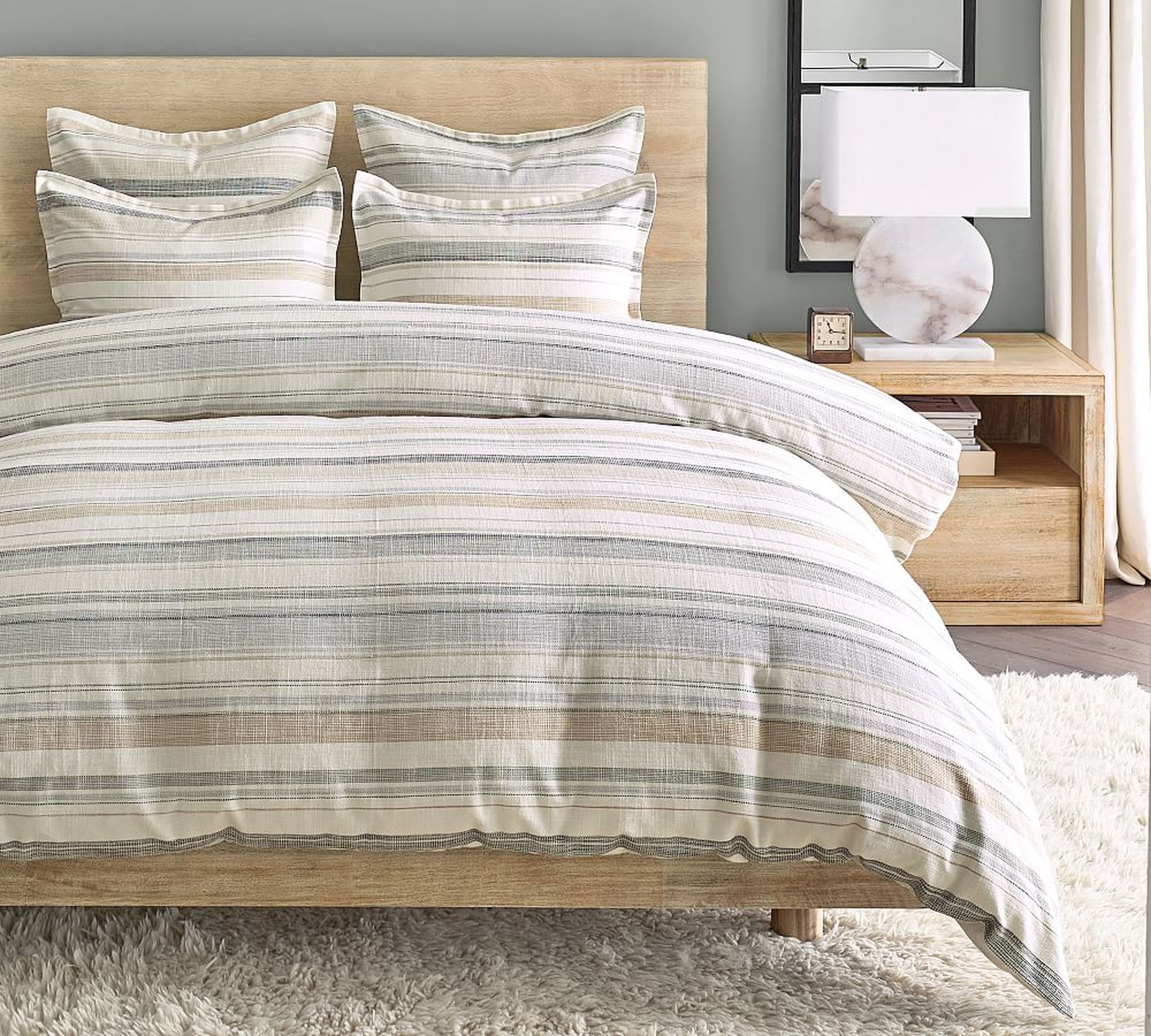 Clayton Striped Cotton Duvet Cover, King/Cal. King - Pottery Barn