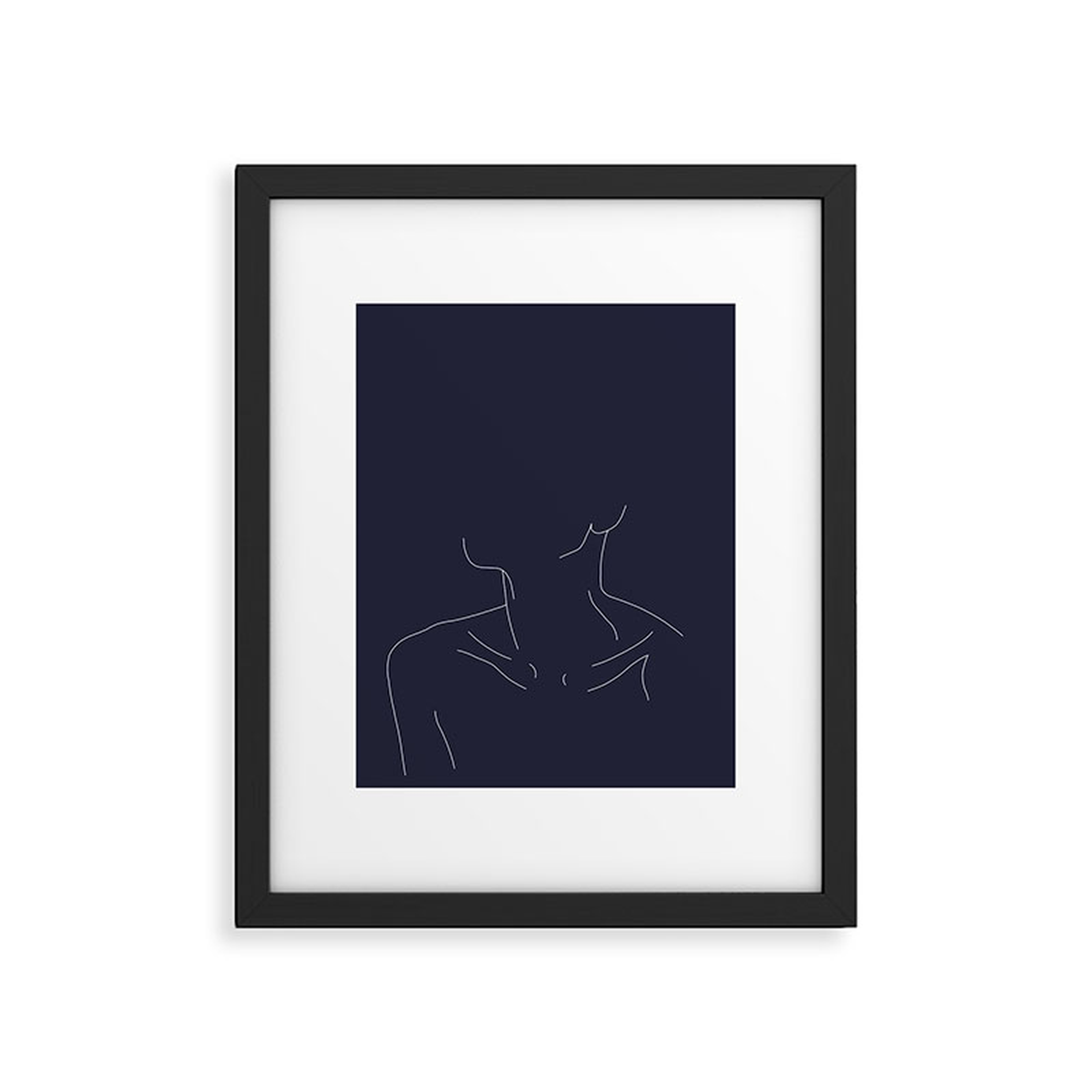 Female Illustration Ali Blue by The Colour Study, Modern Framed Art Print, Black, 14" x 11" - Studio Marcette
