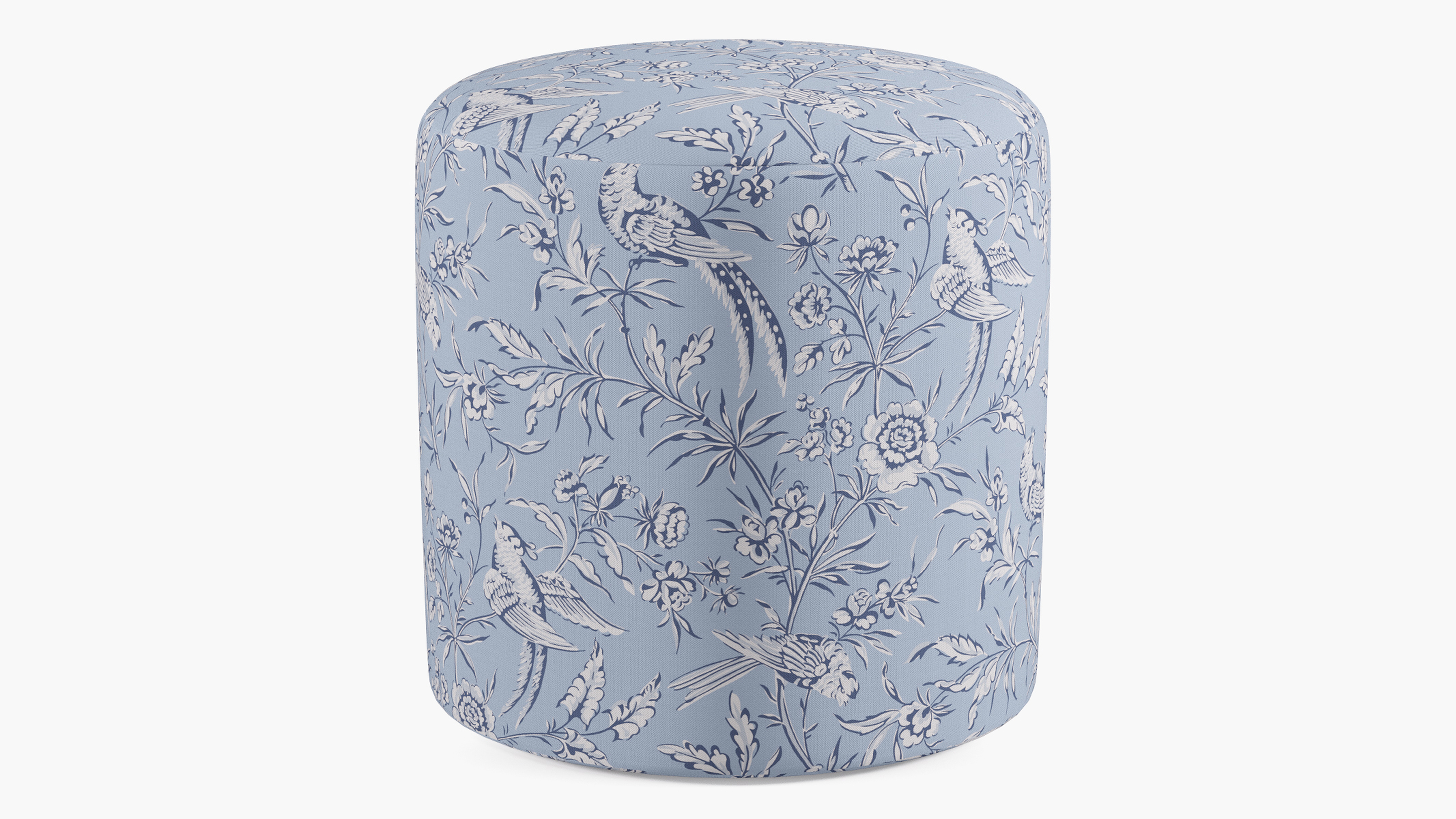 Drum Ottoman, Blue Aviary - The Inside
