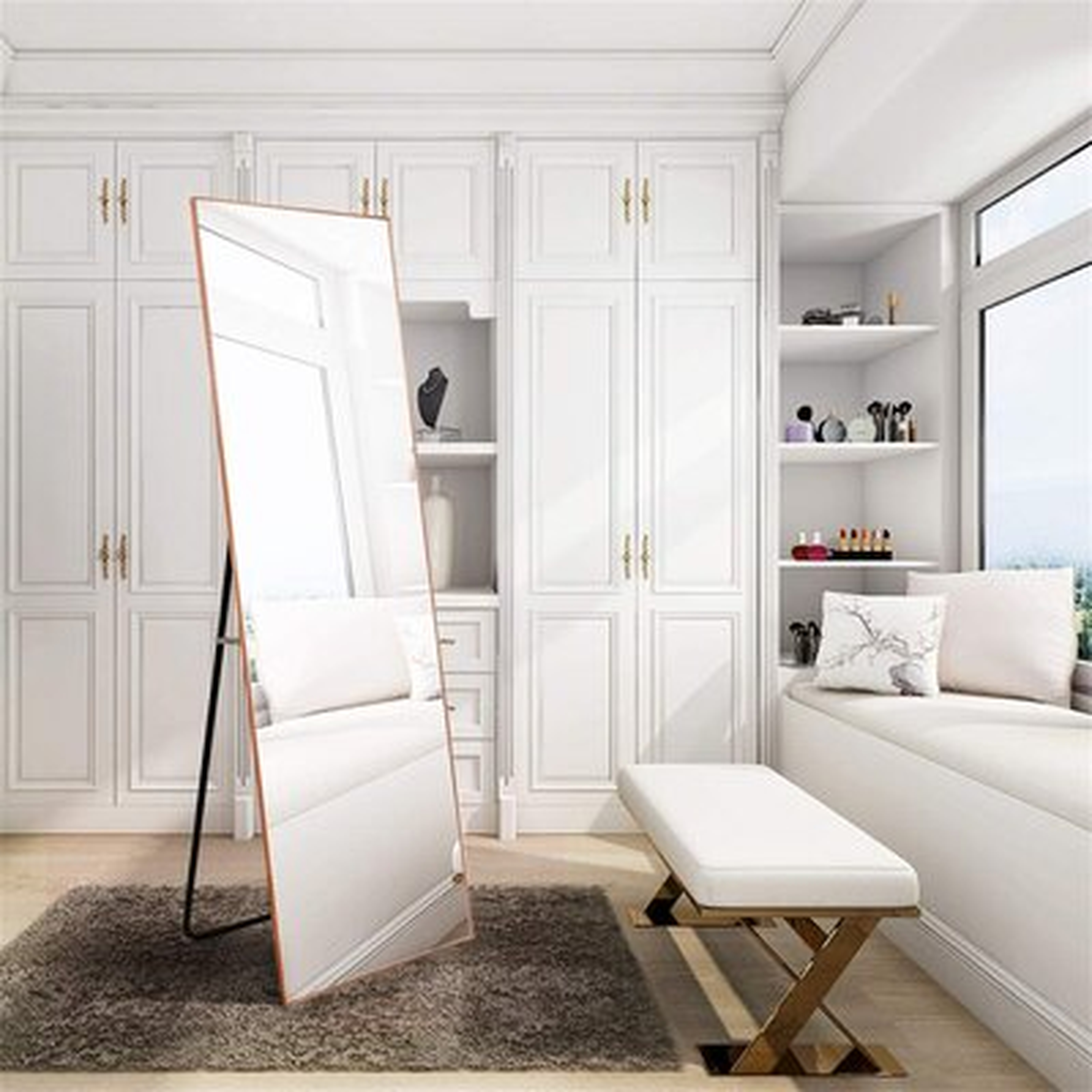 Full Length Mirror, Floor Mirror With Stand, Full Body Tall Mirror, Leaning, Freestanding Or Wall-Mounted, Brushed Thin Frame, For Bedroom, Living Room, Dressing Room Decor - Wayfair