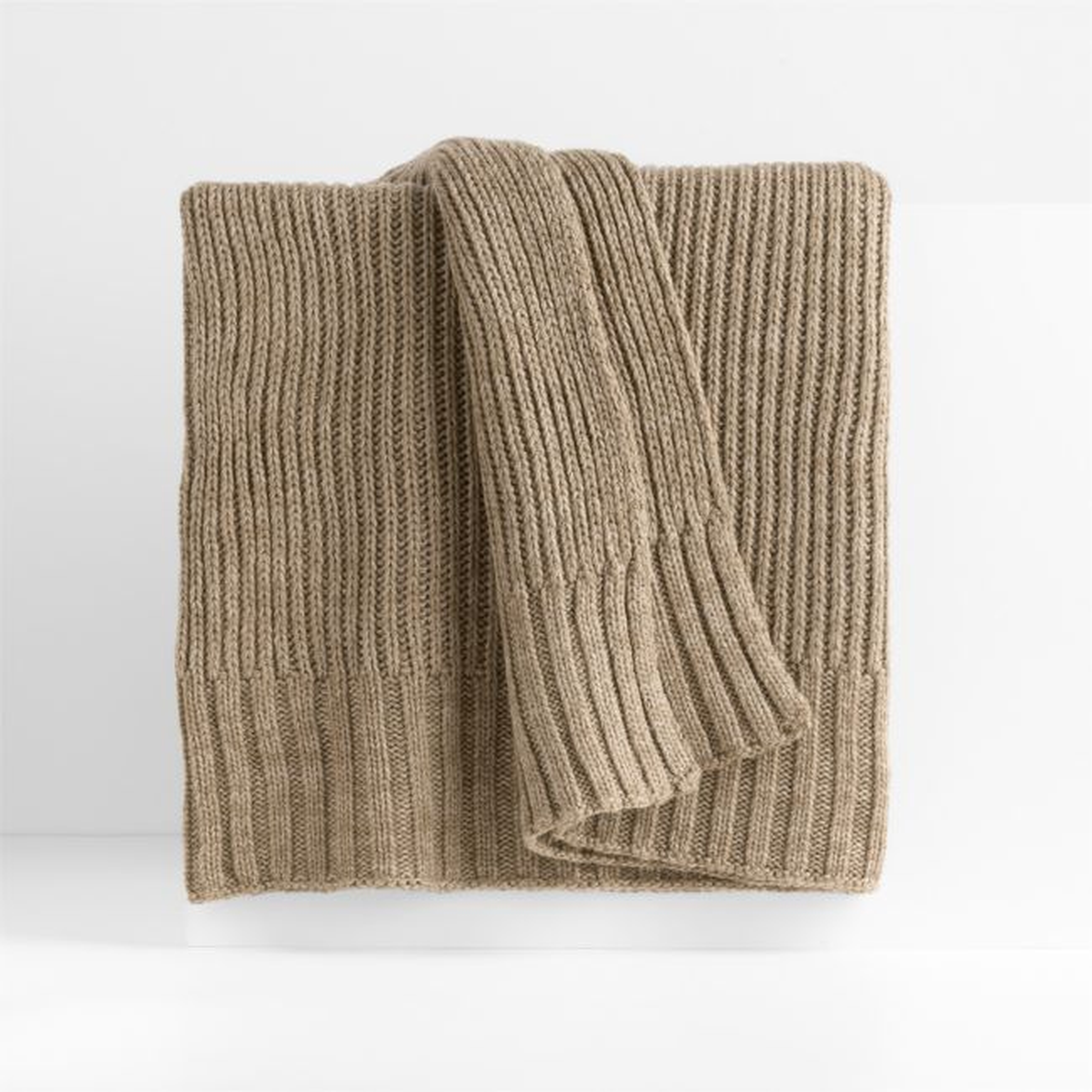 Sweater Knit 70"x55" Chestnut Beige Throw Blanket - Crate and Barrel