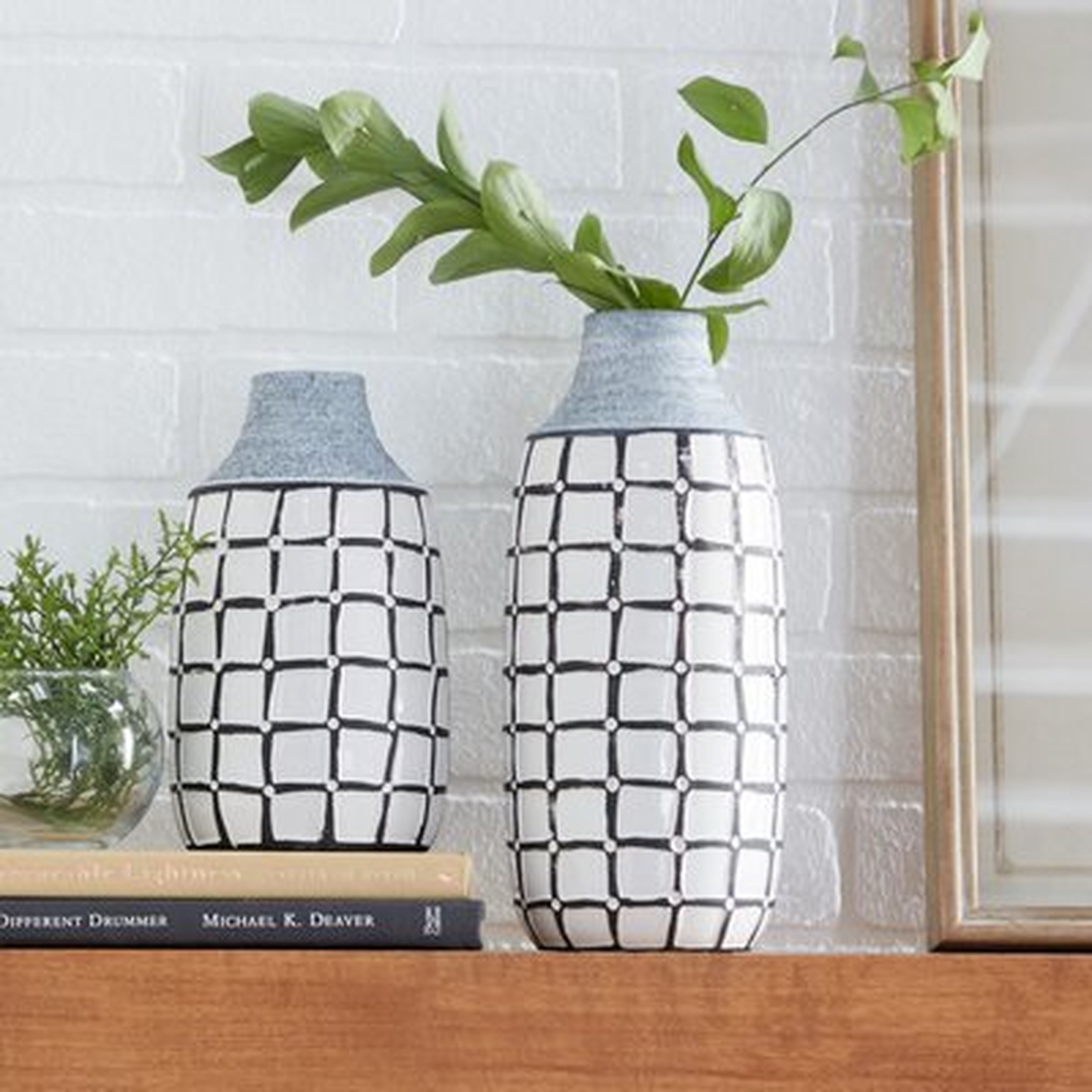 Set Of 2 White Ceramic Coastal Vase 11", 9"H - Wayfair