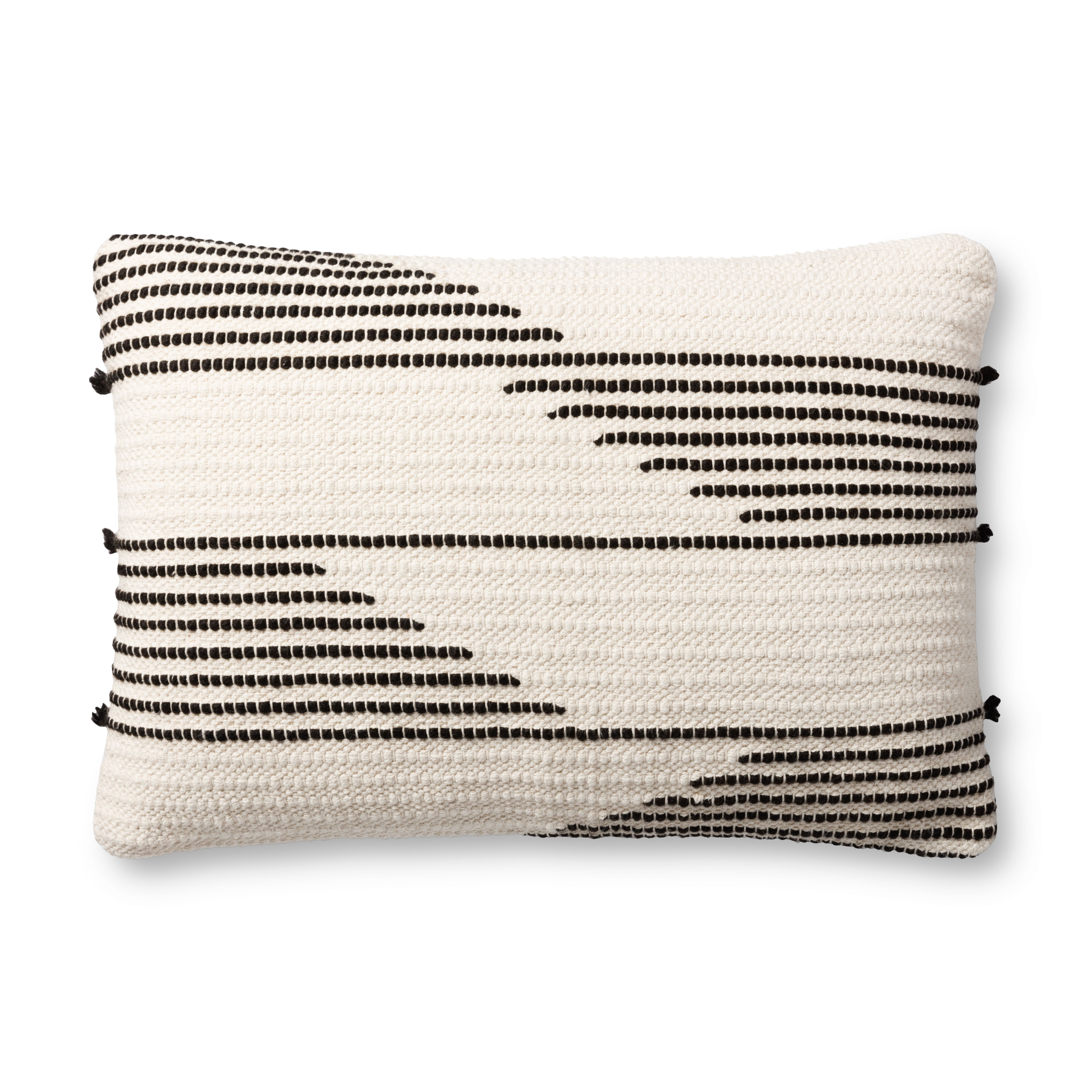 PILLOWS P1156 IVORY / BLACK 16" x 26" Cover w/Poly - Magnolia Home by Joana Gaines Crafted by Loloi Rugs