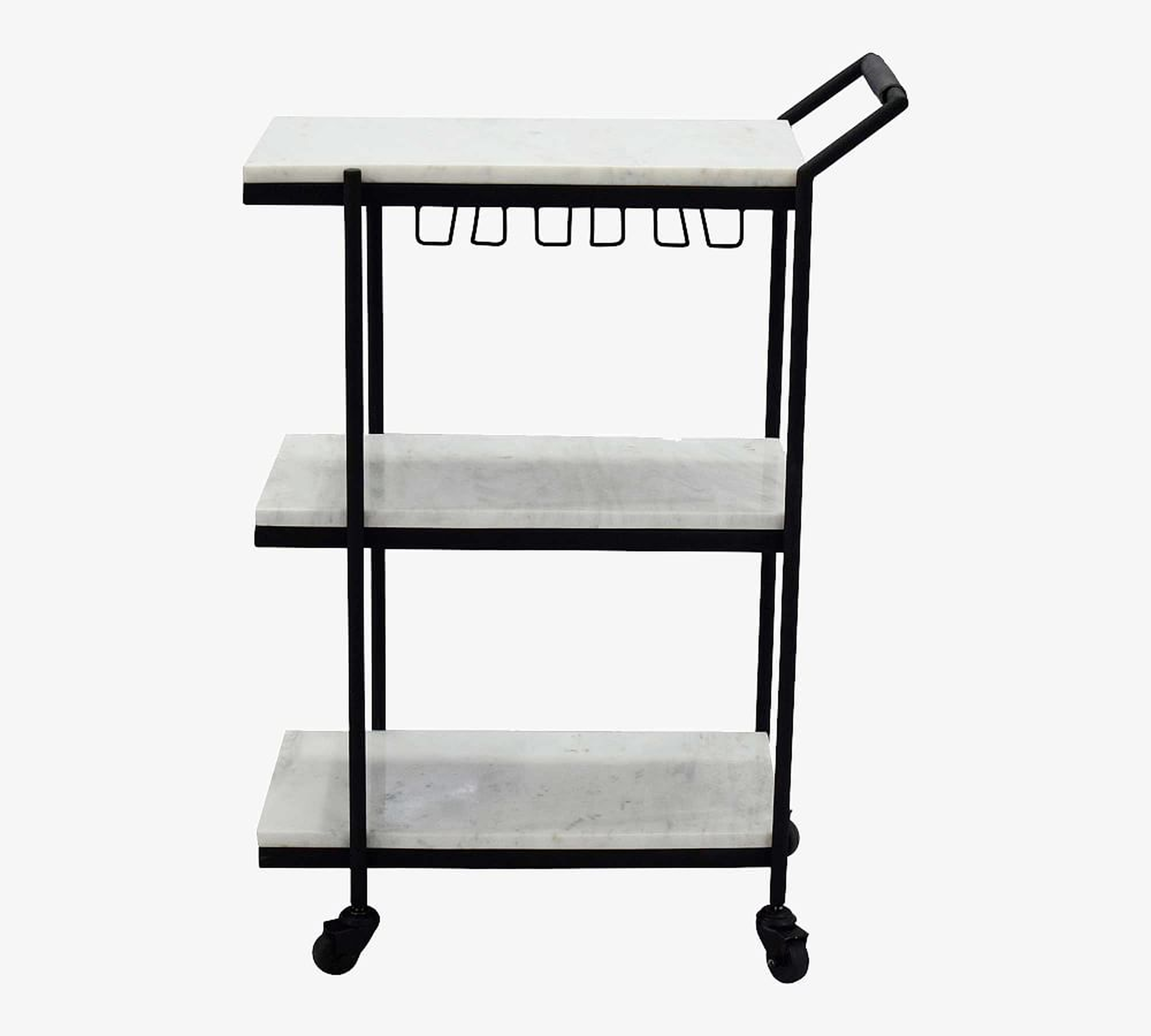 Laval 24" Marble Bar Cart, White Marble & Black - Pottery Barn