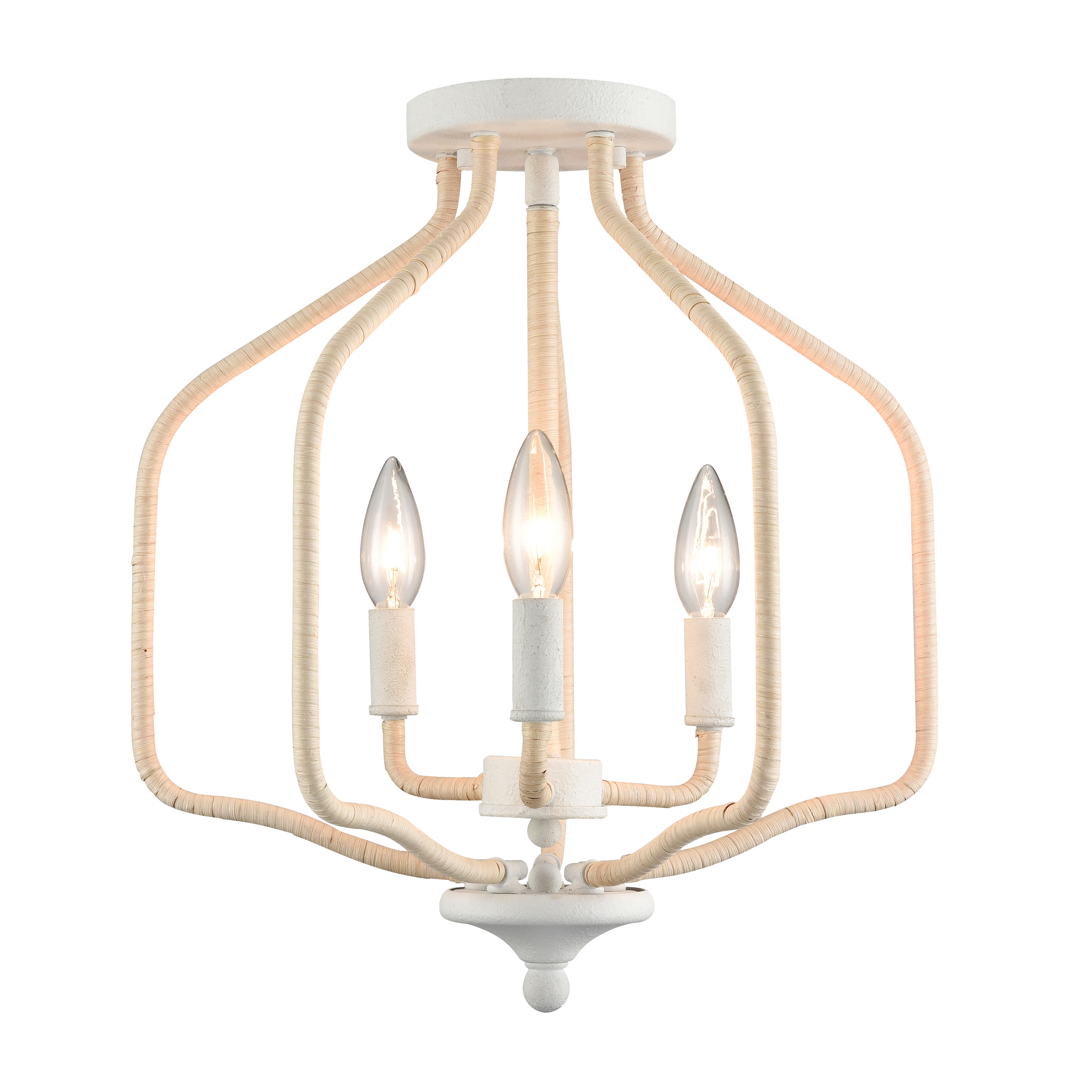 Breezeway 15.5'' Wide 3-Light Semi Flush Mount - White Coral - Elk Home