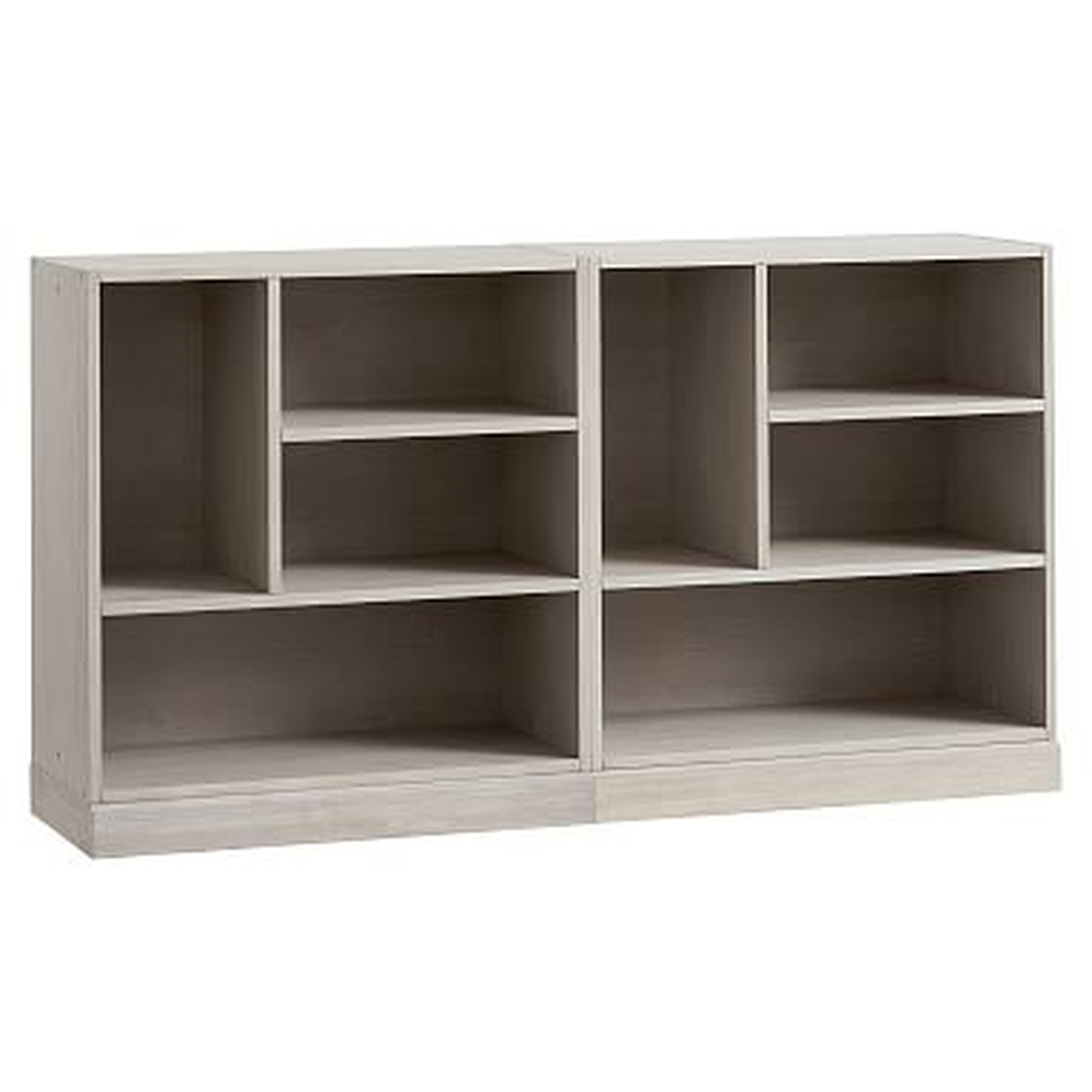Stack Me Up Double Mixed Shelf Bookcase, Brushed Fog - Pottery Barn Teen
