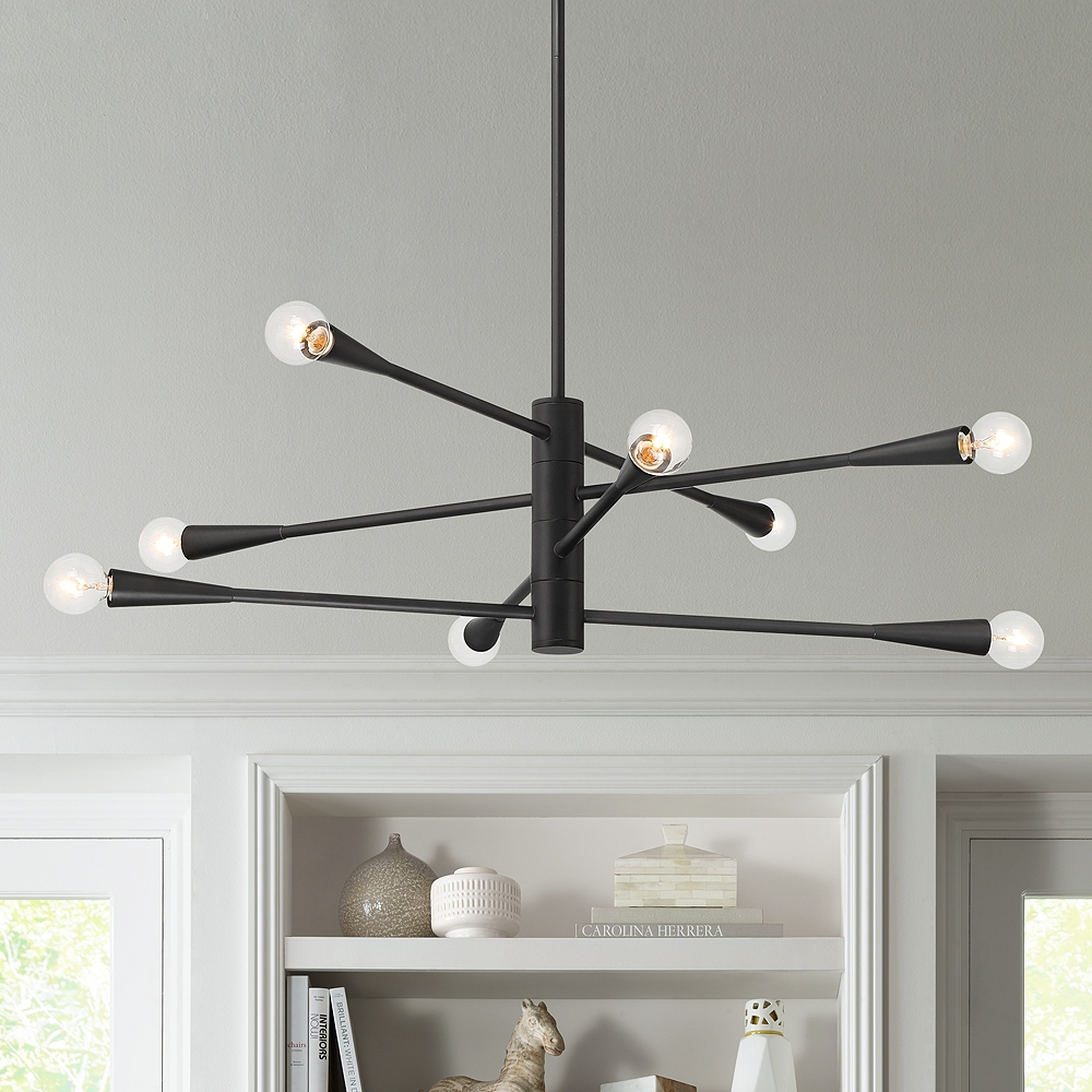 Possini Euro Livonia 29 1/2" Matte Black 8-Light Sputnik Chandelier - Lamps Plus