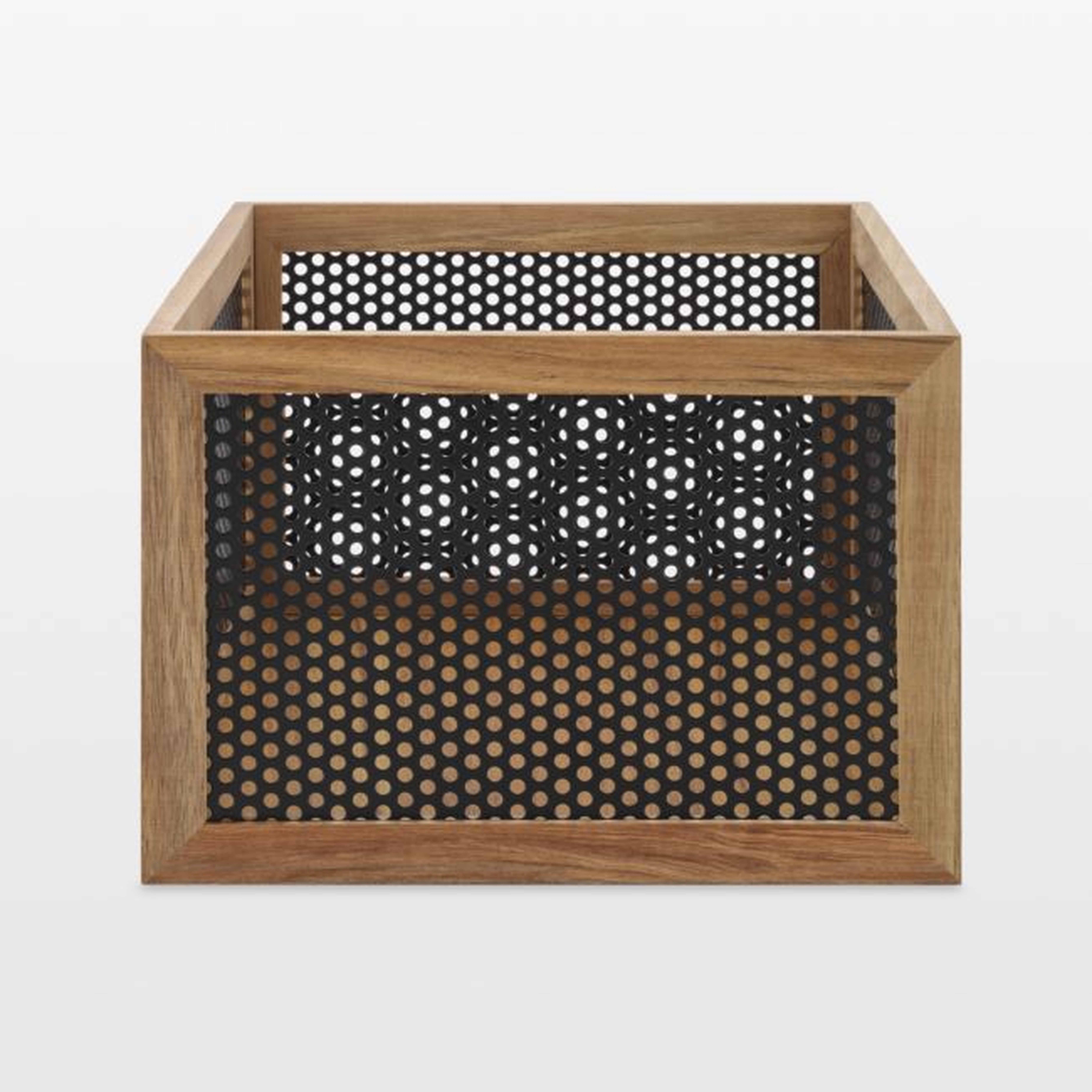NeatMethod Perforated Black Acacia Wood Storage Basket - Crate and Barrel