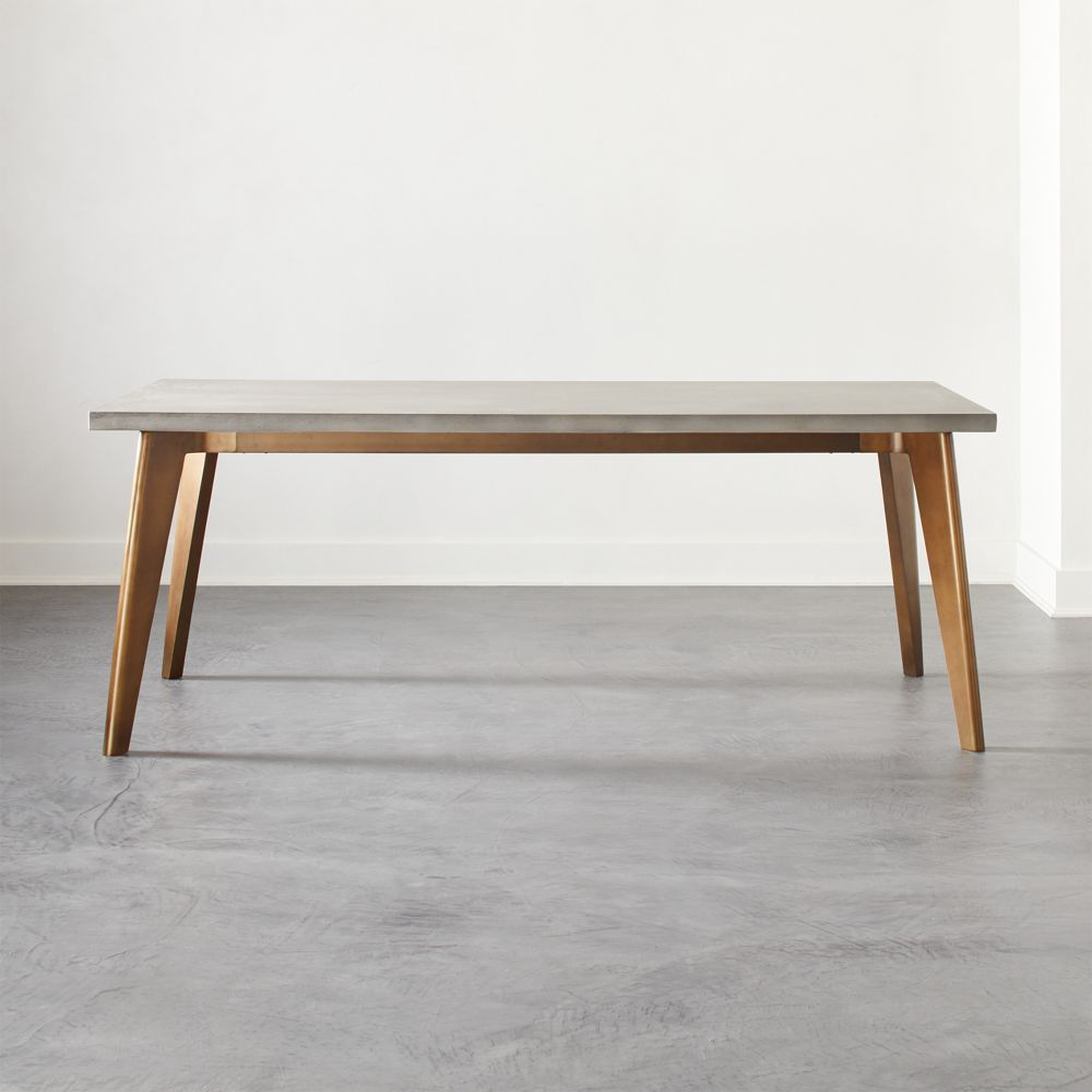Harper Brass Dining Table with Concrete Top - CB2