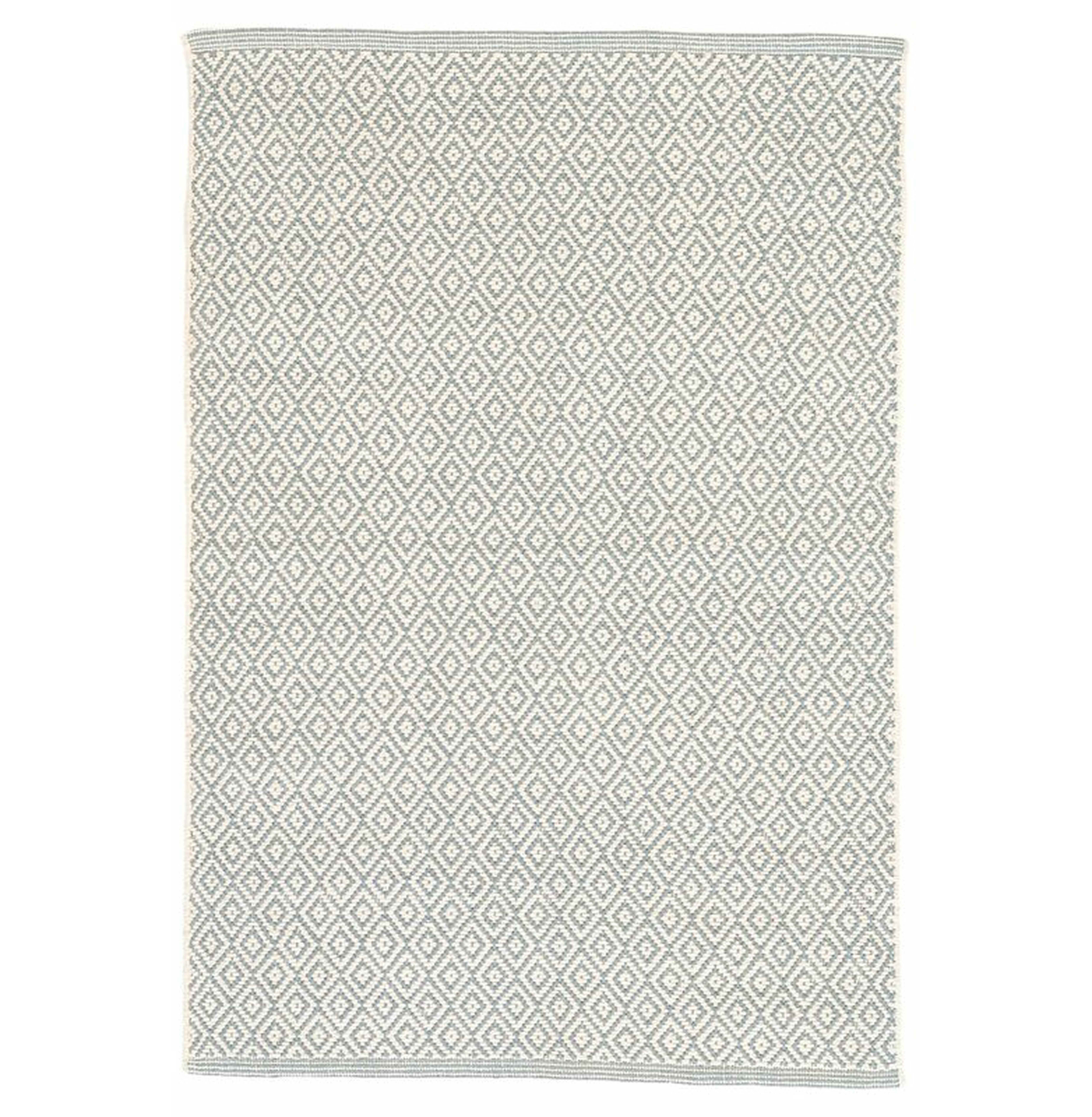 Dash and Albert Rugs Lattice Geometric Hand-Woven Cotton Blue/Ivory Area Rug - Perigold