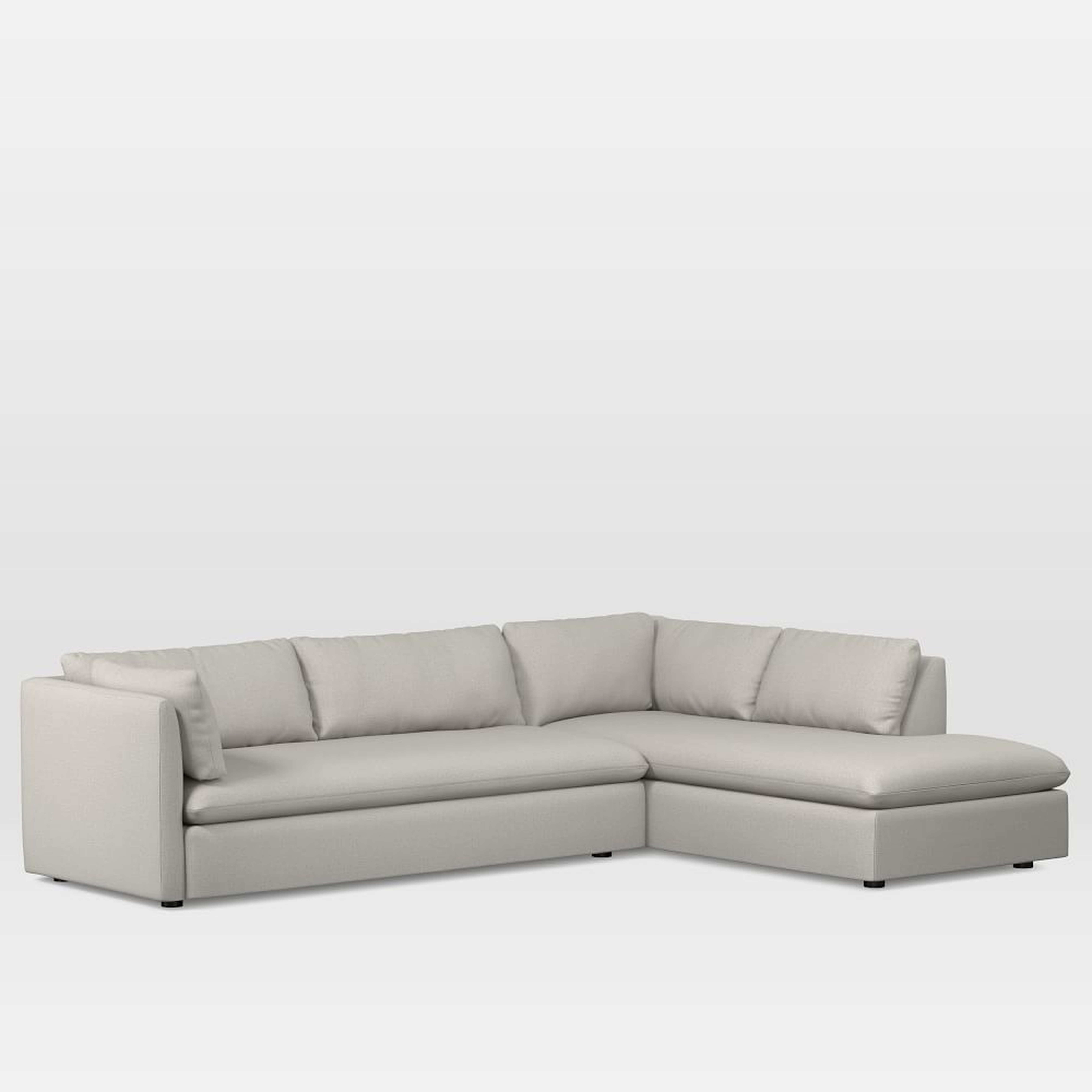 Shelter 106" Right 2-Piece Bumper Chaise Sectional, Yarn Dyed Linen Weave, Frost Gray - West Elm