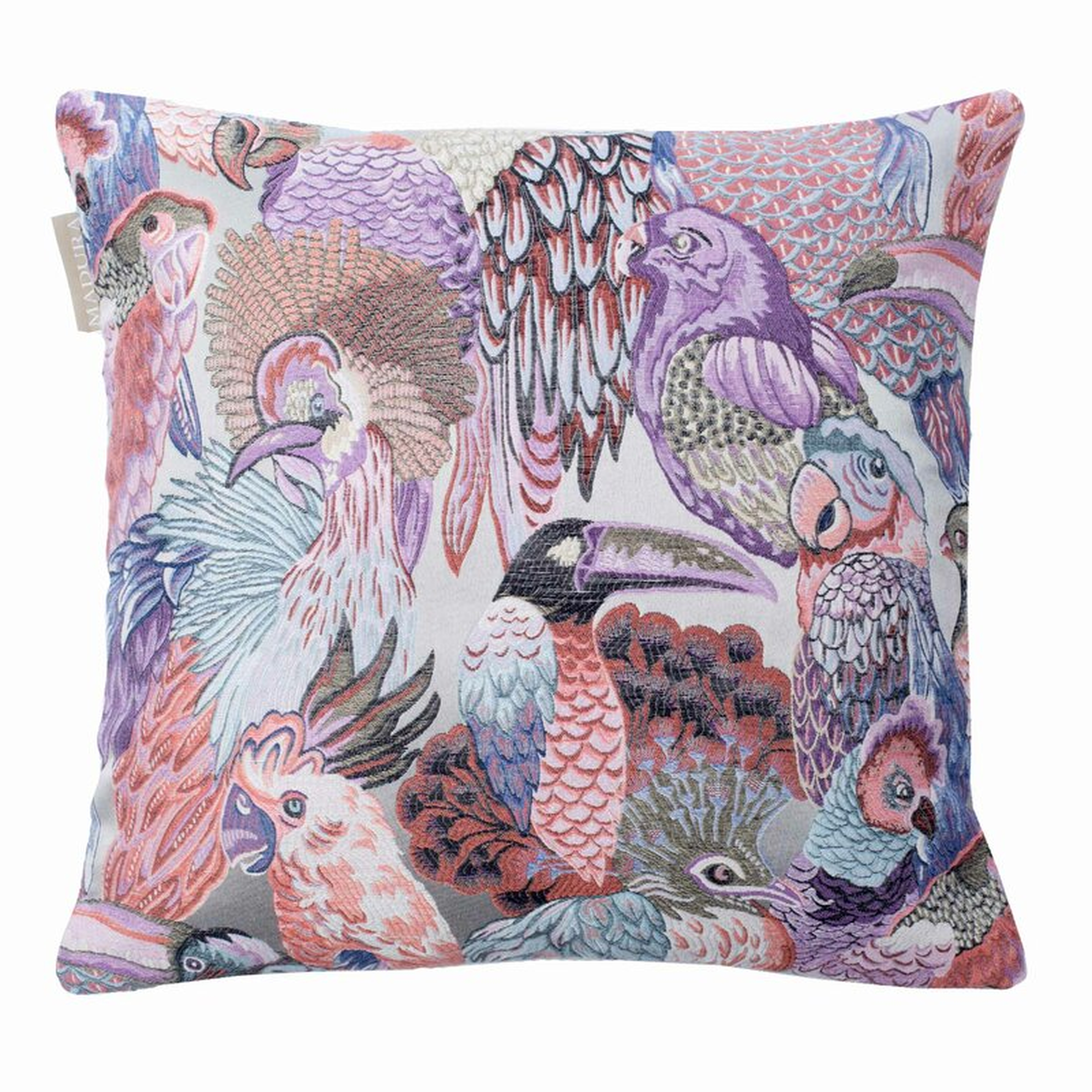 Madura Jungle Birds Animal Print 15.75" Throw Pillow Cover Color: Violet, Size: 15.7" x 15.7" - Perigold