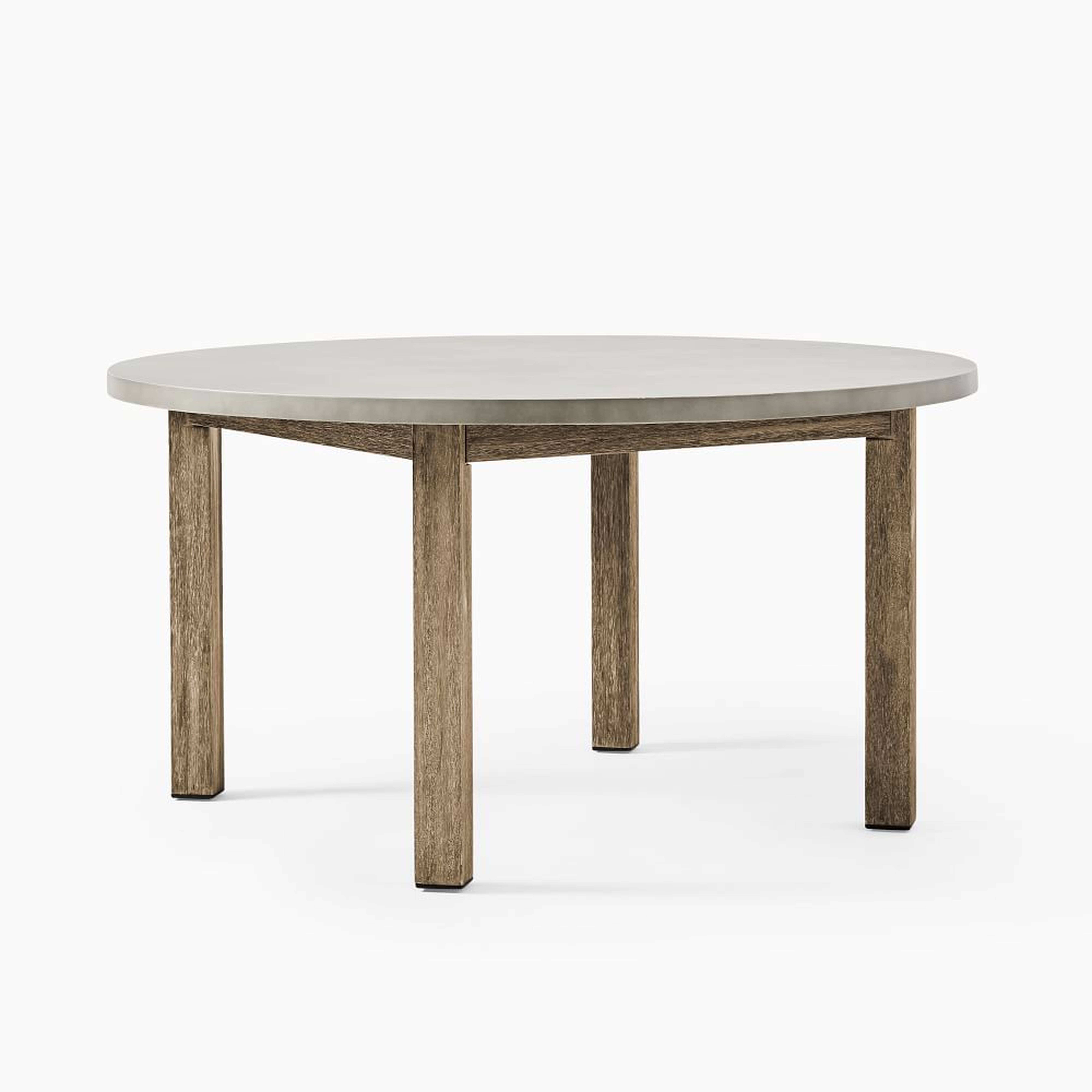 Portside Outdoor Concrete 60 in Round Dining Table, Driftwood - West Elm