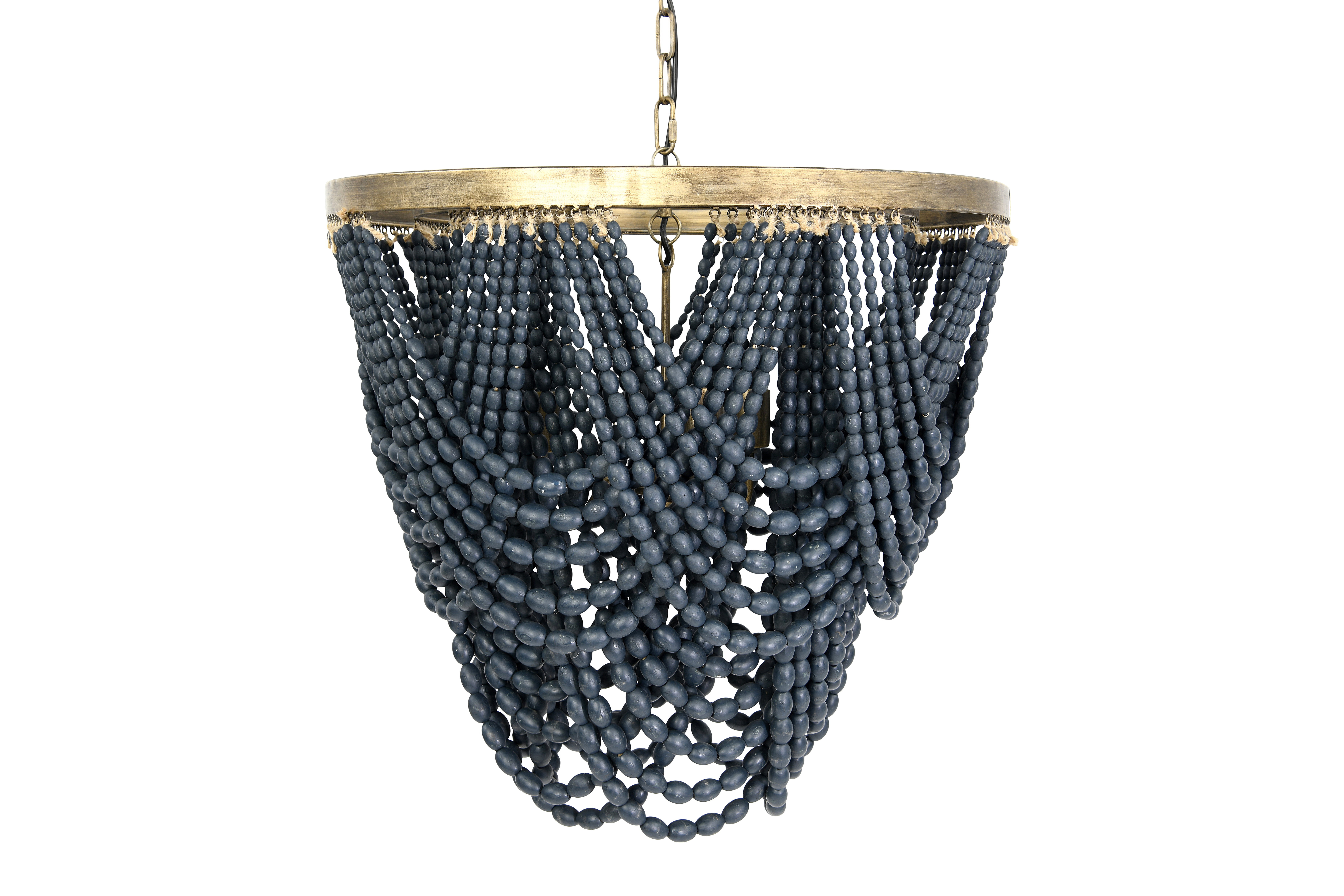 Metal Chandelier with Draped Blue Wood Beads - Nomad Home
