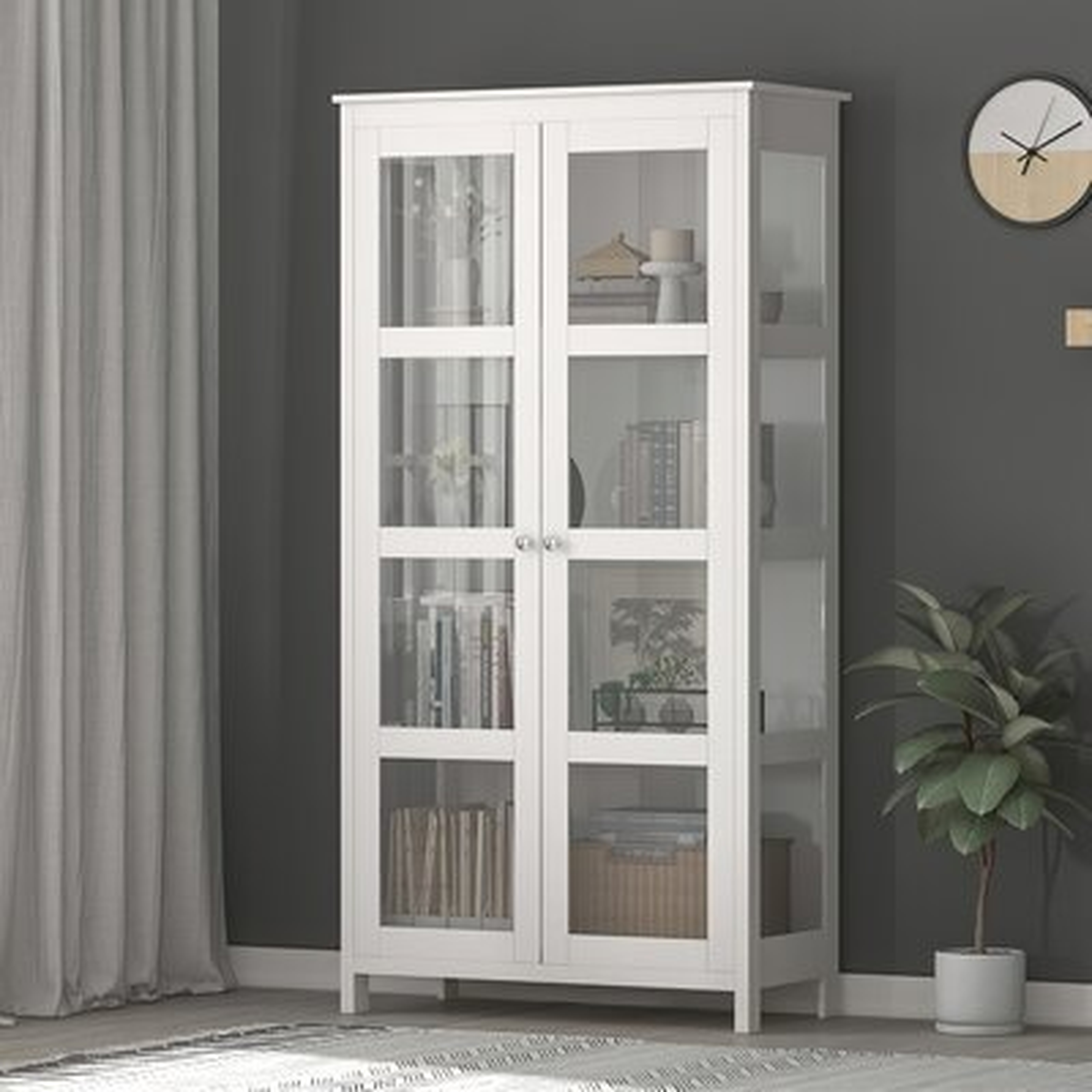4-Tier White Bookcase With 2-Glass Doors - Wayfair