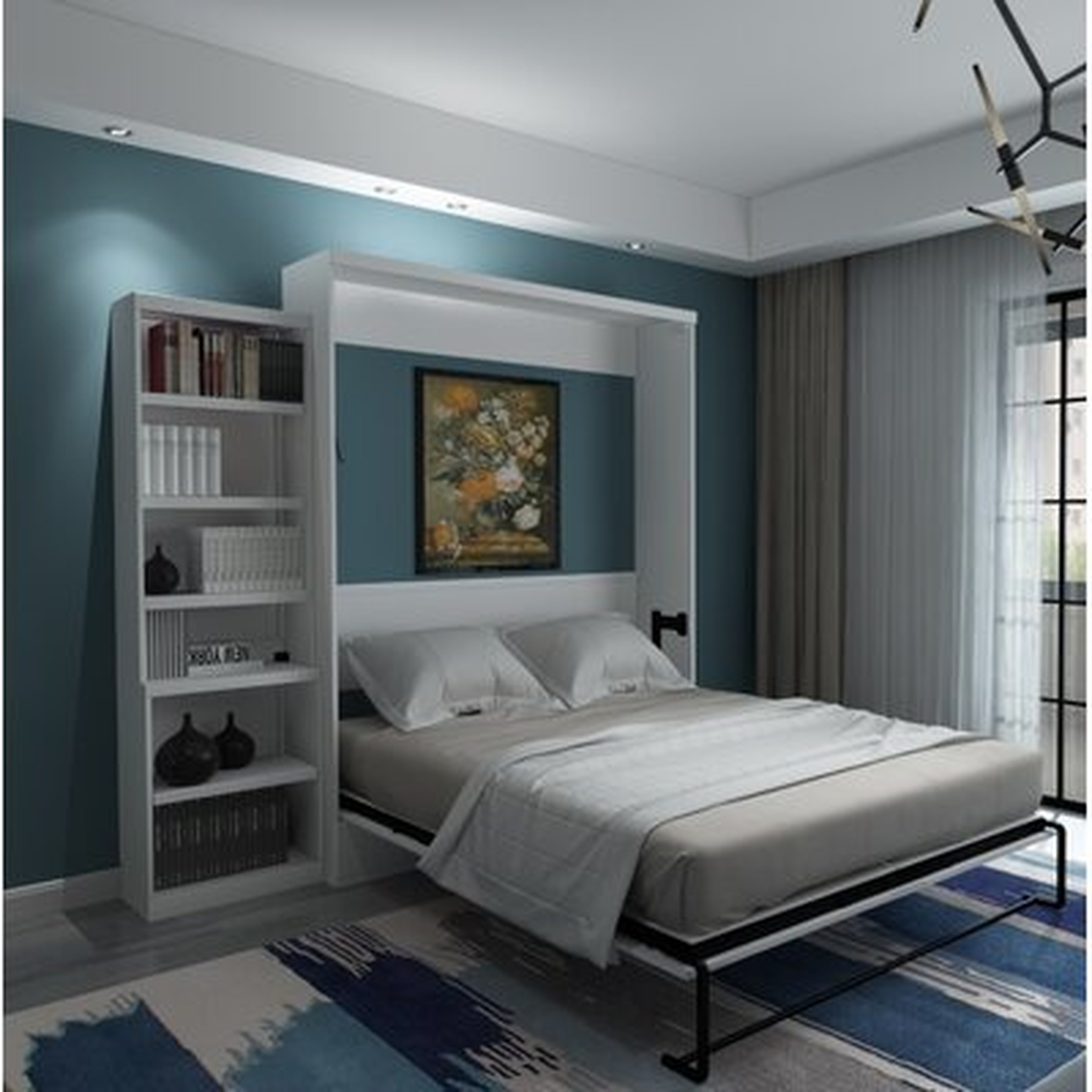 Brentwood Queen Murphy Bed with Open Bookcase - Wayfair