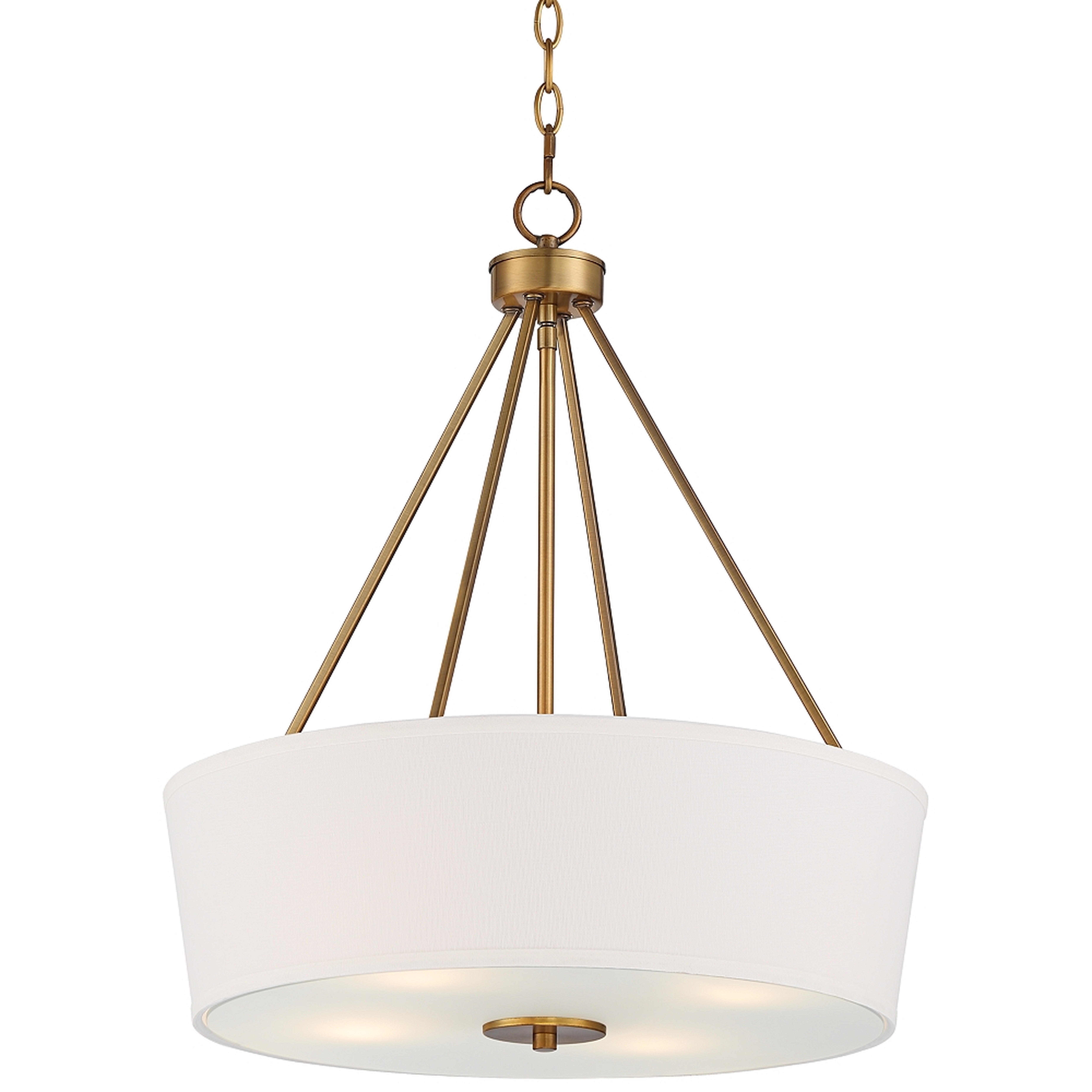Saffira 20" Wide Warm Brass and Off-White Drum Pendant Light - Style # 86R28 - Lamps Plus