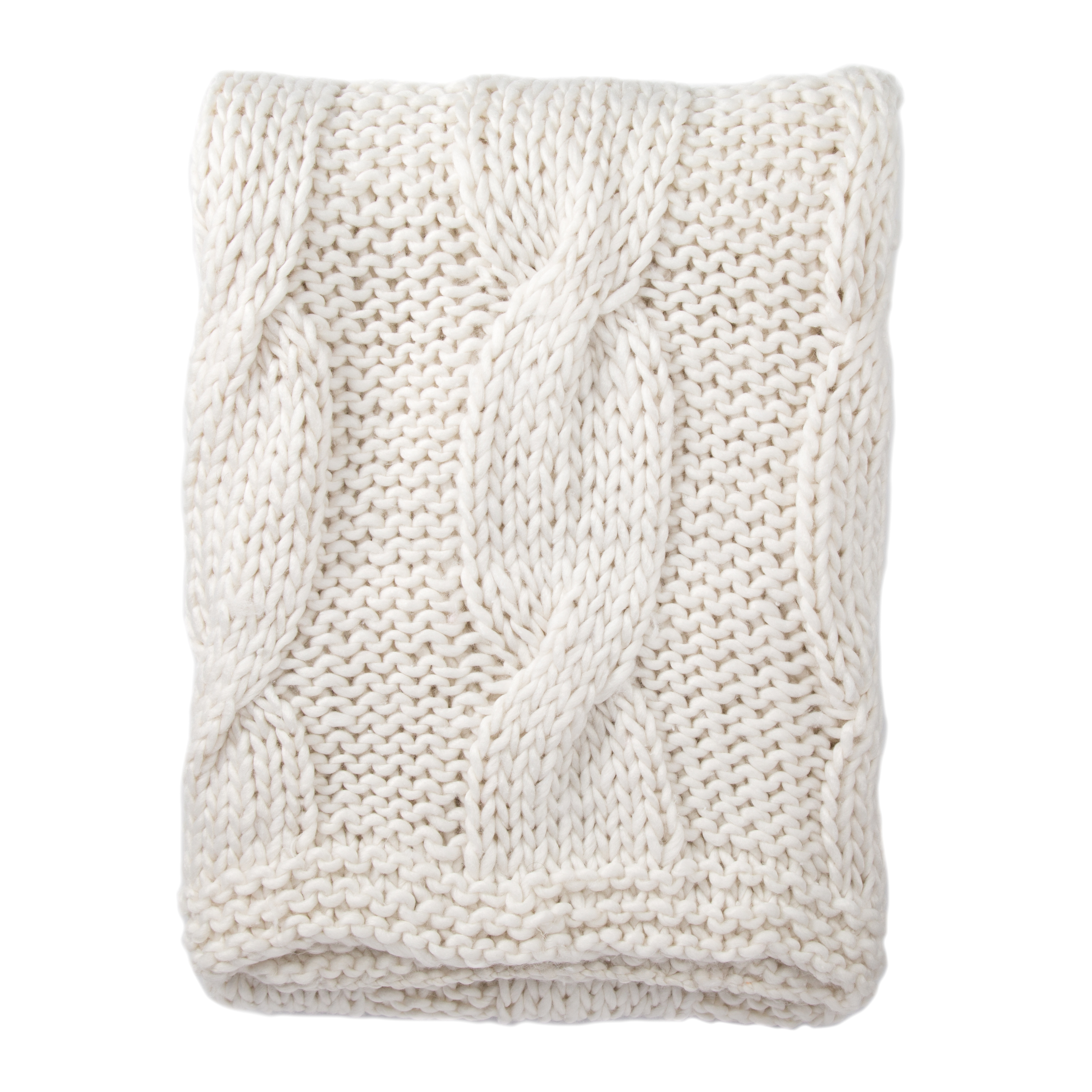 Koen Knit Throw Blanket, Off-White - Collective Weavers